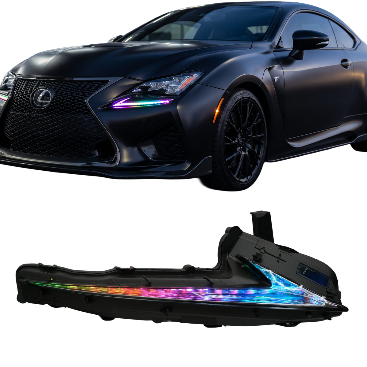 Lexus RC Multicolor Flow Series DRL Boards (2015-2018) — lighting shown installed