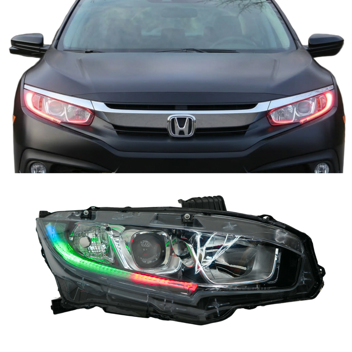 Honda Civic Multicolor Flow Series DRL Boards (2016-2021) — lighting shown installed