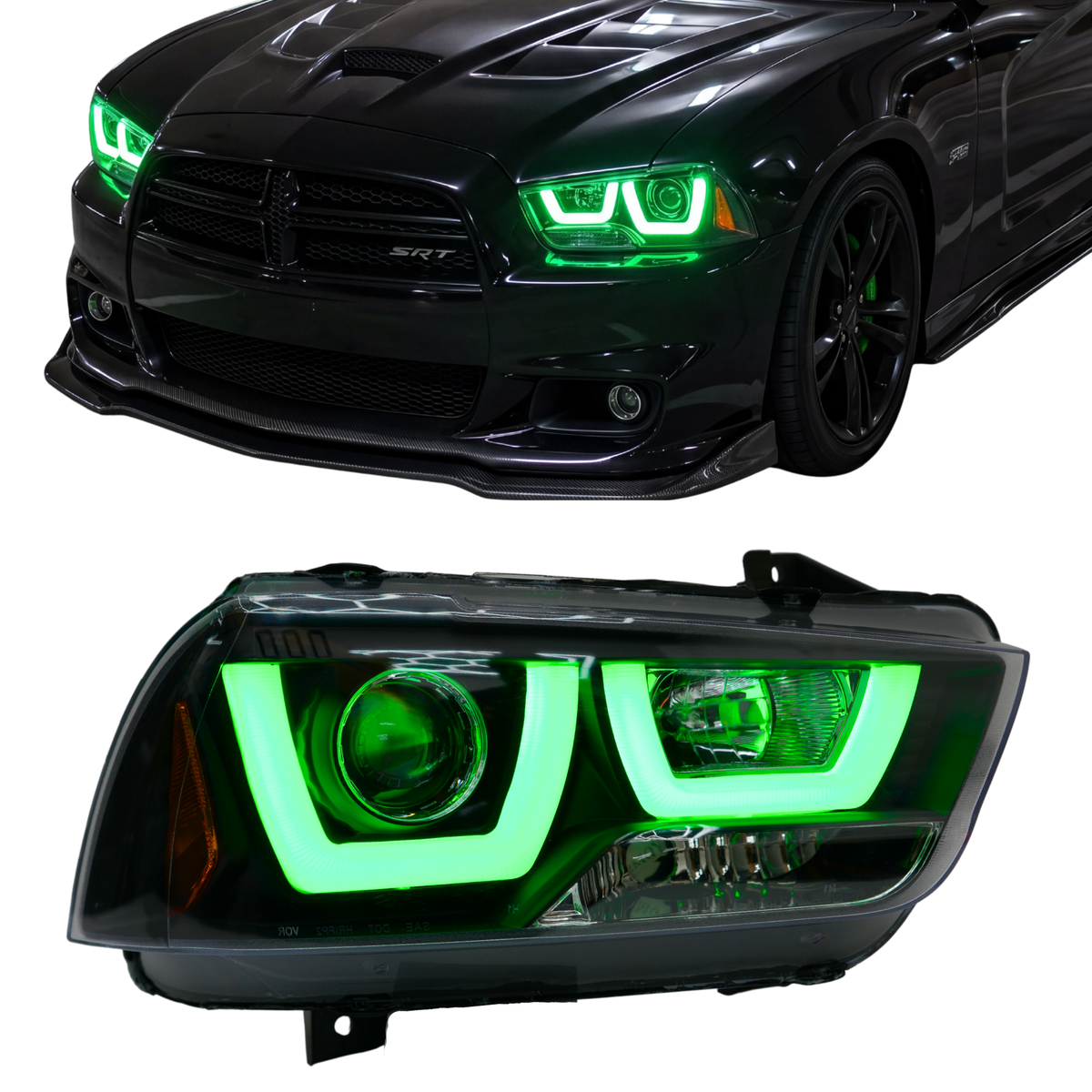 Dodge Charger Spec-D Multicolor Flow DRL Boards (2011-2014) — lighting shown installed