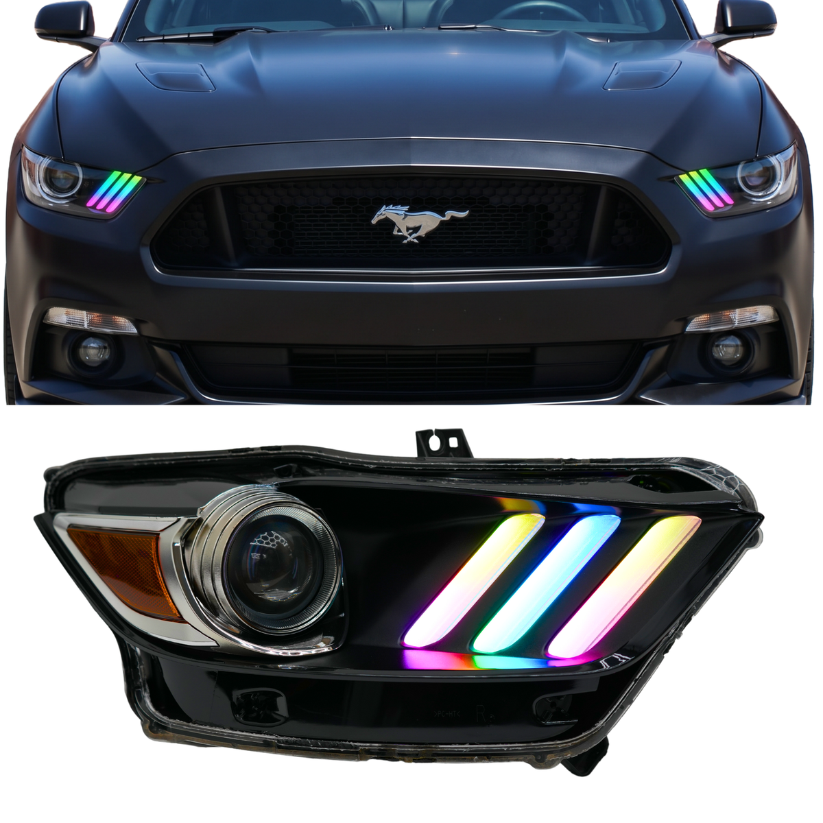 Ford Mustang Multicolor Flow Series DRL Boards (2015-2017) — lighting shown installed