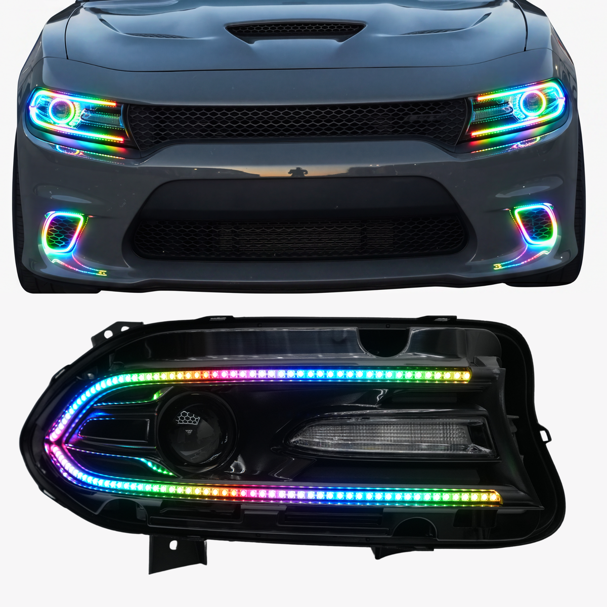 Dodge Charger Flow Series DRL Boards (2015-2024) — lighting shown installed