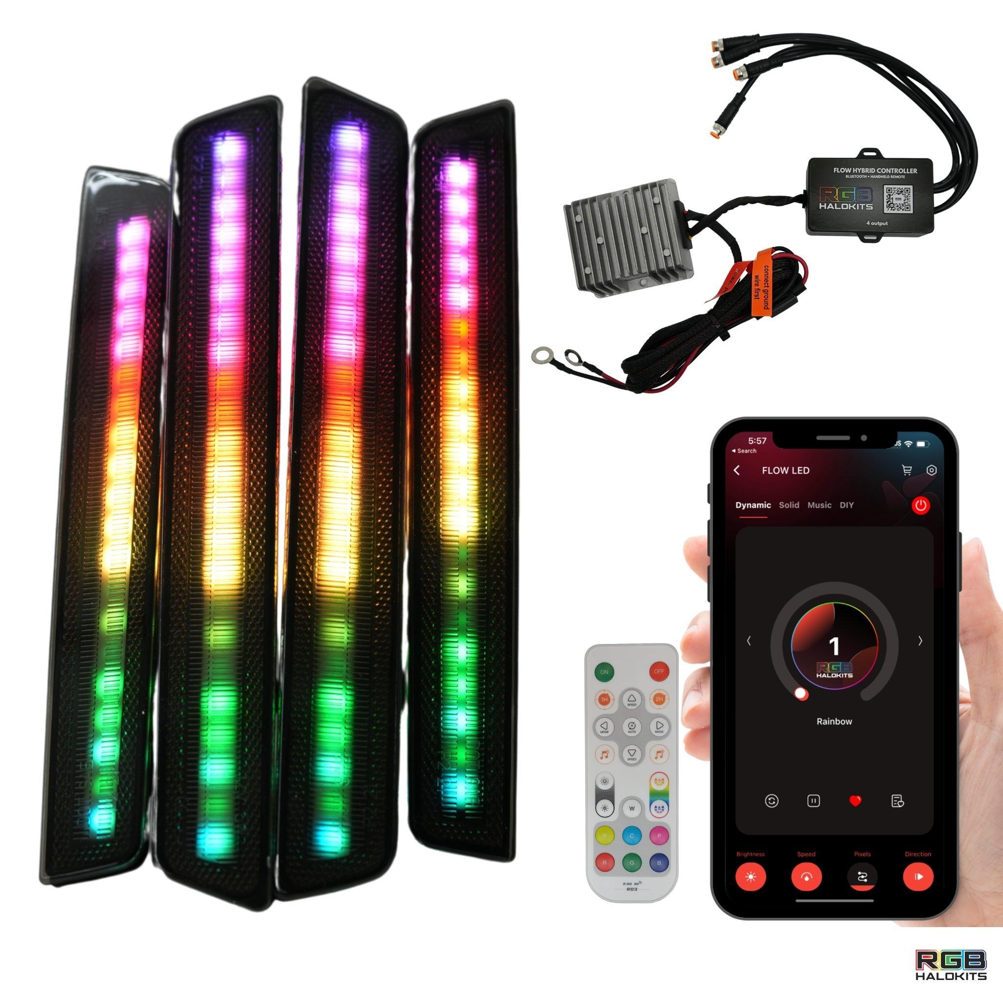 2015-2023 Dodge Challenger Flow Series Side Markers (4pc) – Custom Multicolor LED Lighting by RGB Halo Kits