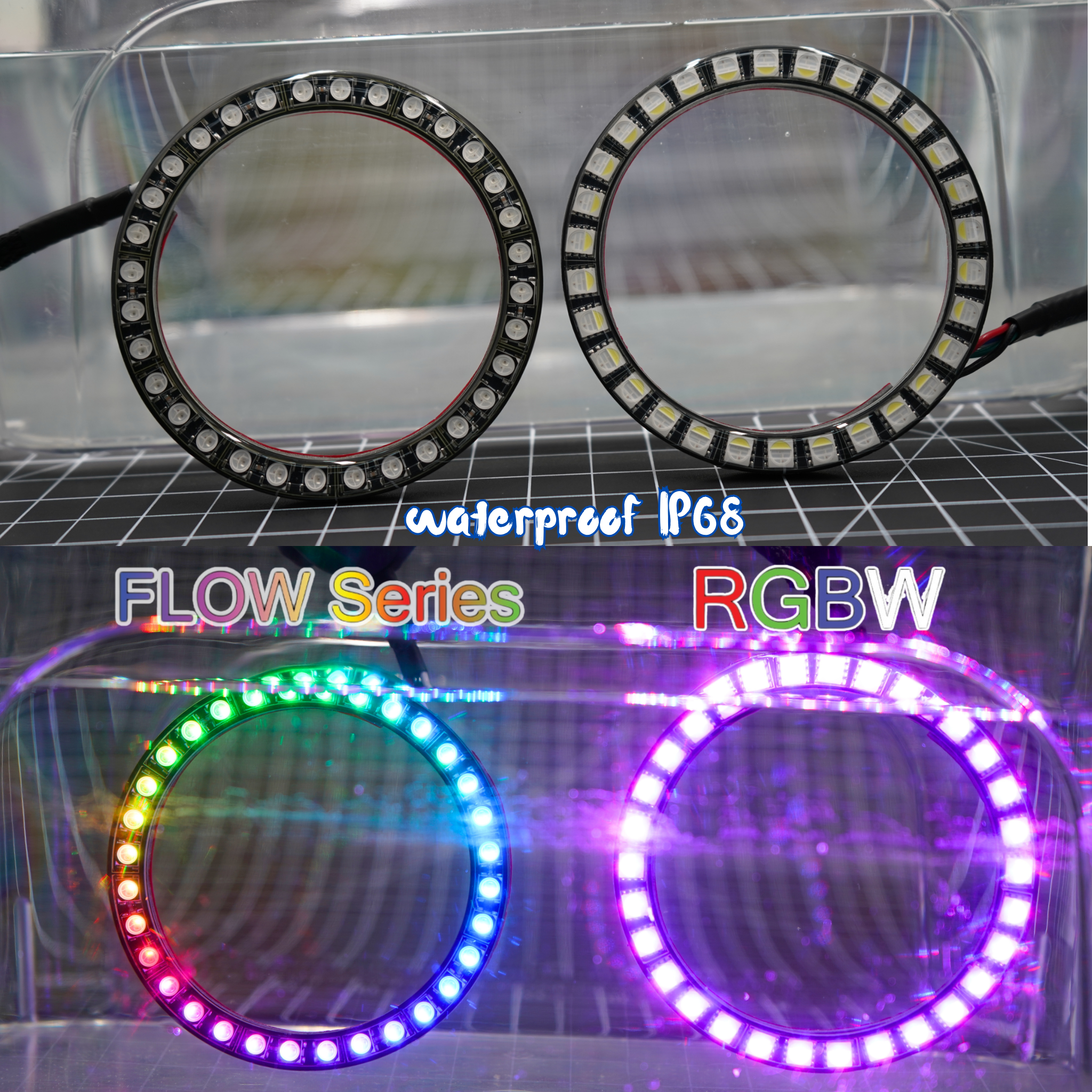 Waterproof LED Multicolor Halo Rings