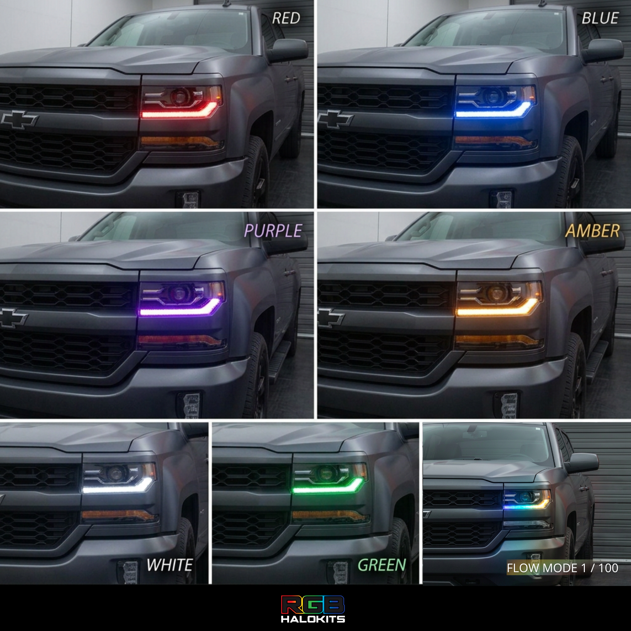 Chevrolet Silverado Multicolor Flow Series DRL Boards (2016-2018)