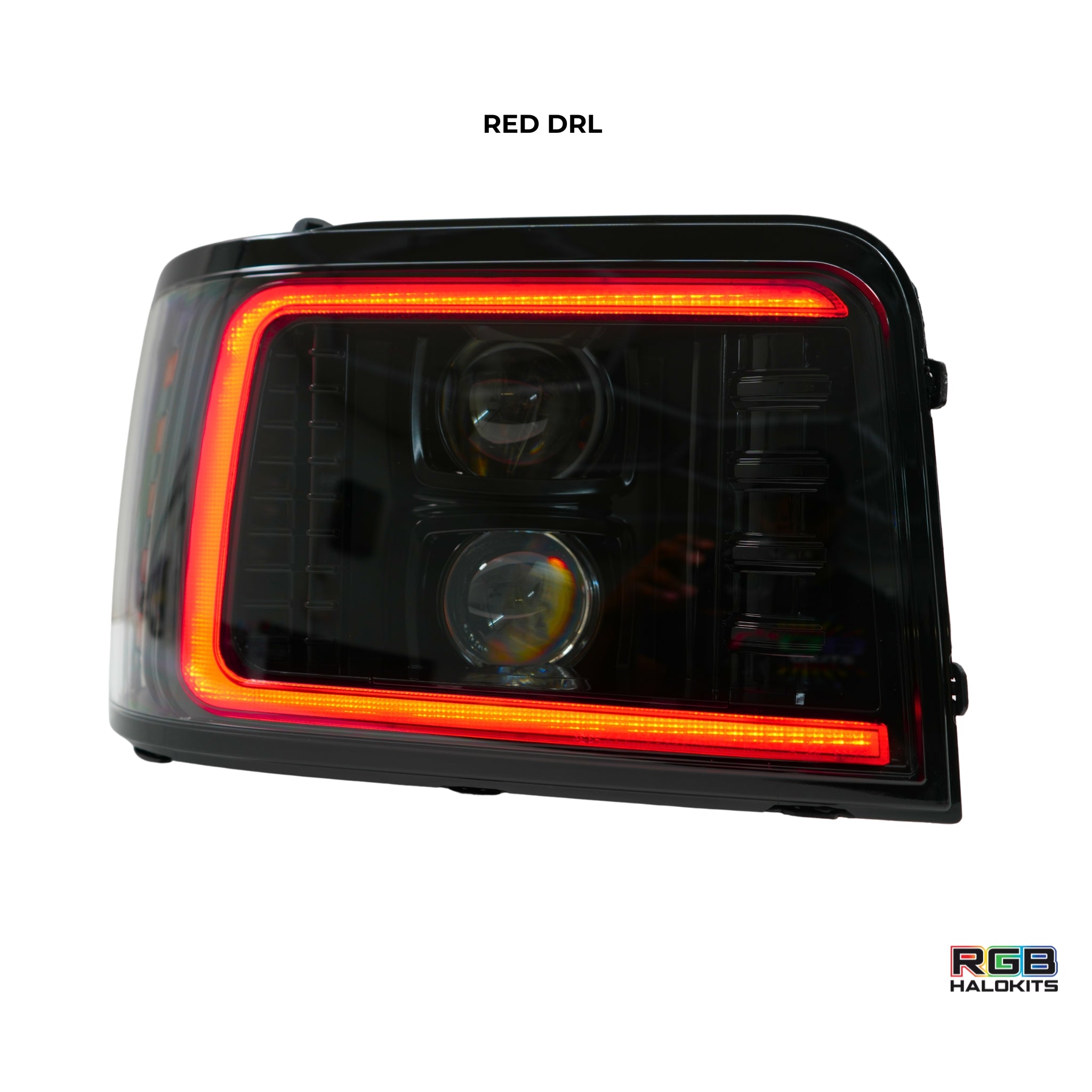 Ford F-Series/Bronco: Multicolor Flow Series Alphablack Headlights (1992-1996) | Alpharex – Custom Multicolor LED Lighting by RGB Halo Kits