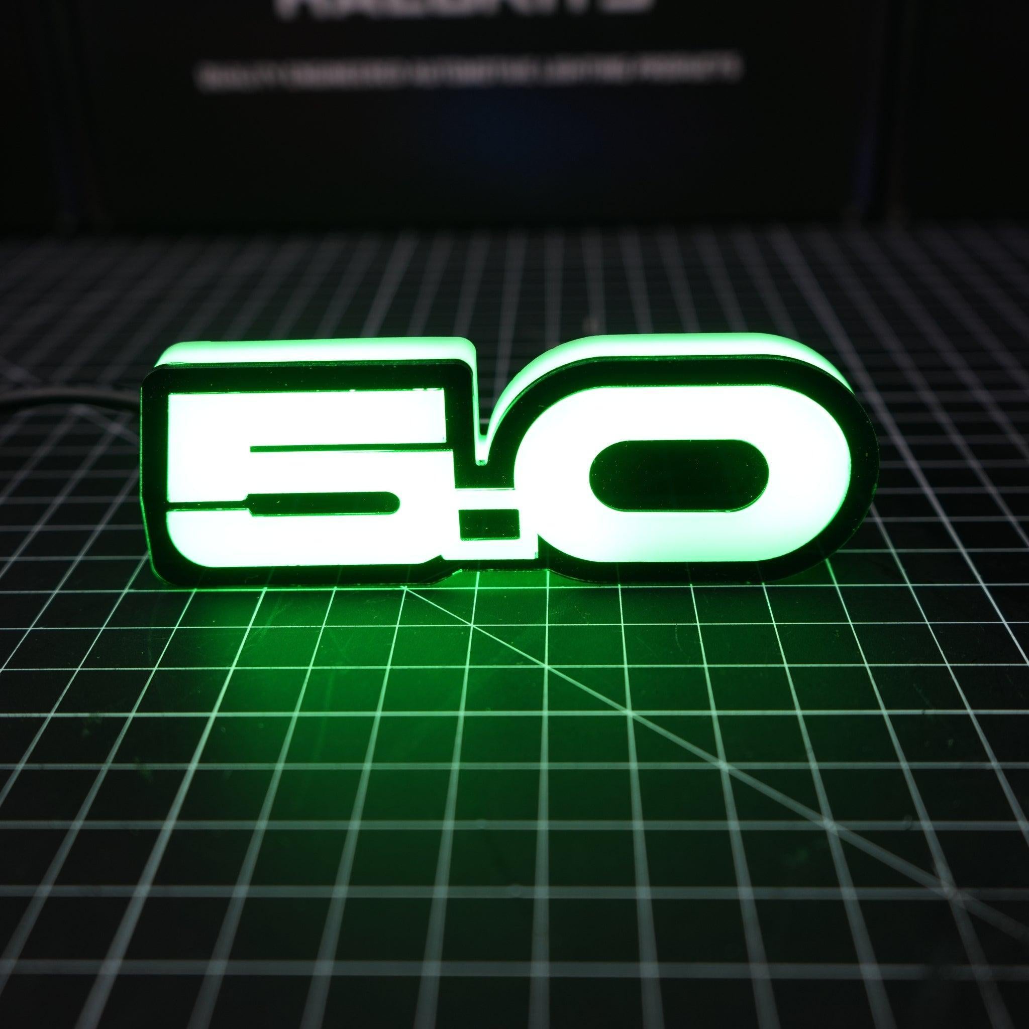 5.0 LED Emblem Badge: Ford Mustang (Multicolor Flow) – Custom Multicolor LED Lighting by RGB Halo Kits