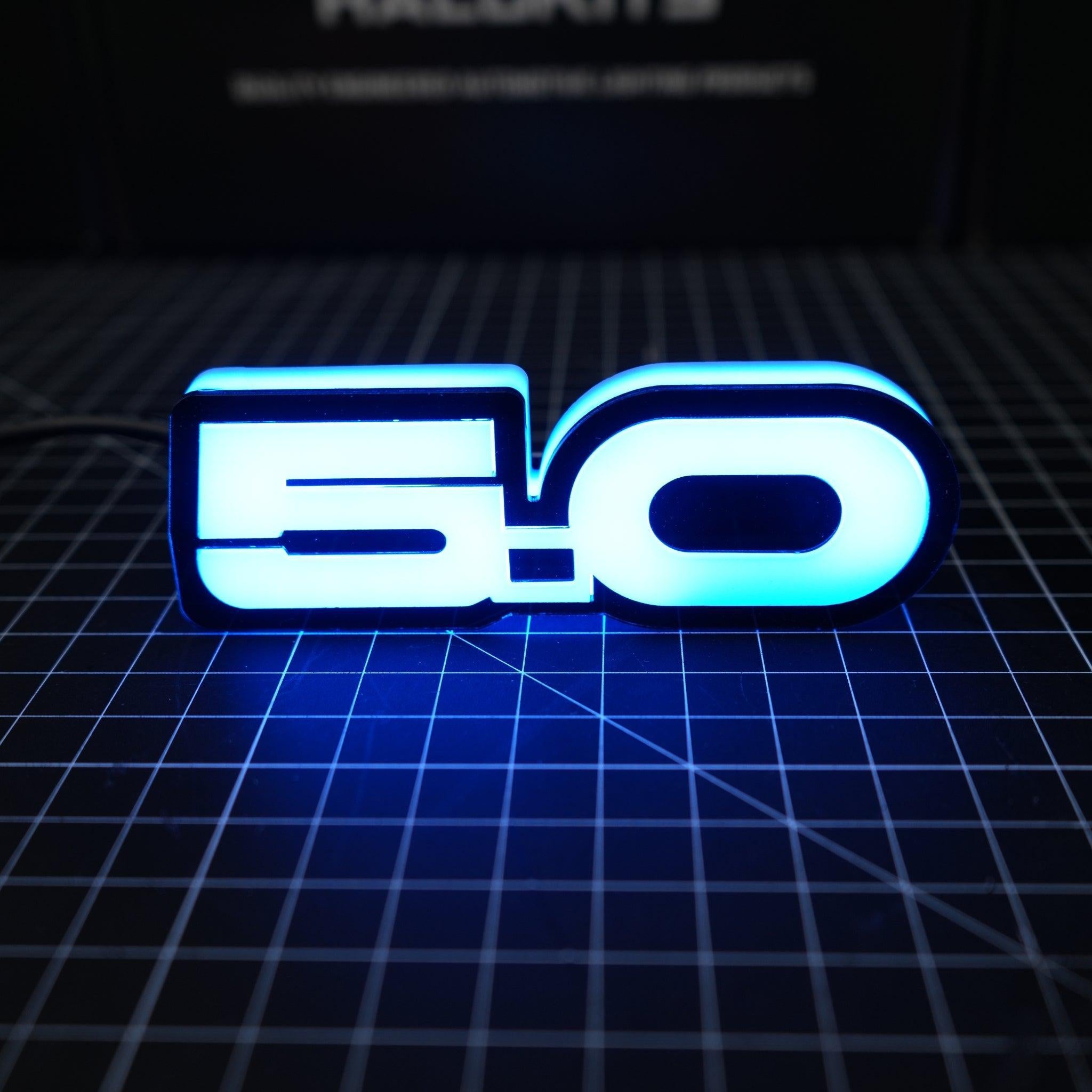 5.0 LED Emblem Badge: Ford Mustang (Multicolor Flow) – Custom Multicolor LED Lighting by RGB Halo Kits