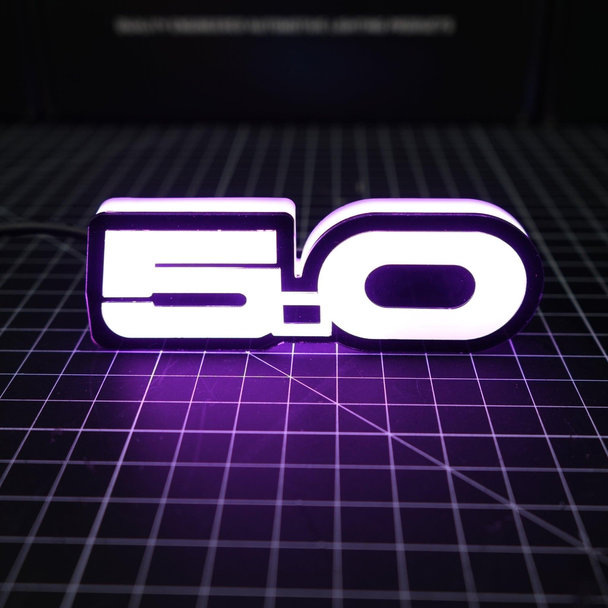 5.0 LED Emblem Badge: Ford Mustang (Multicolor Flow) – Custom Multicolor LED Lighting by RGB Halo Kits