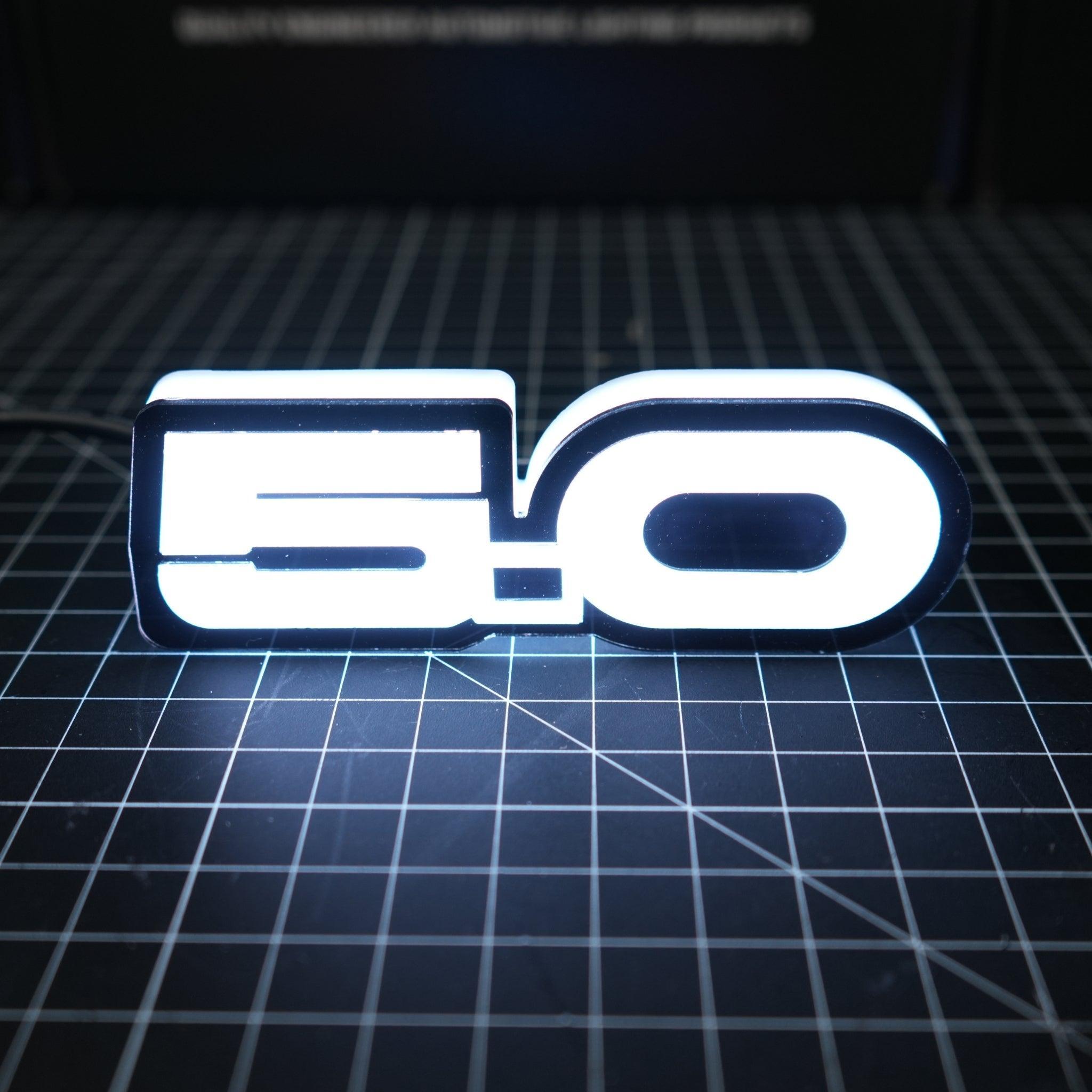 5.0 LED Emblem Badge: Ford Mustang (Multicolor Flow) – Custom Multicolor LED Lighting by RGB Halo Kits