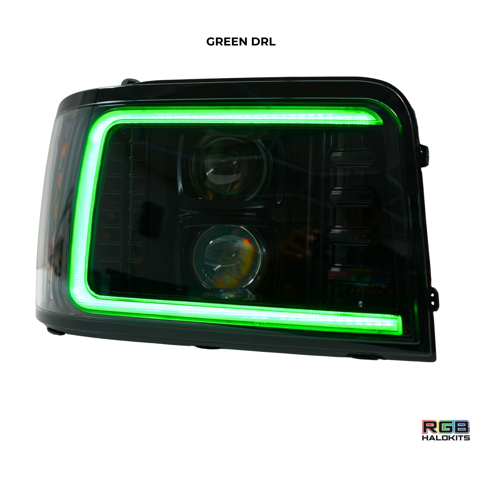 Ford F-Series/Bronco: Multicolor Flow Series Alphablack Headlights (1992-1996) | Alpharex – Custom Multicolor LED Lighting by RGB Halo Kits