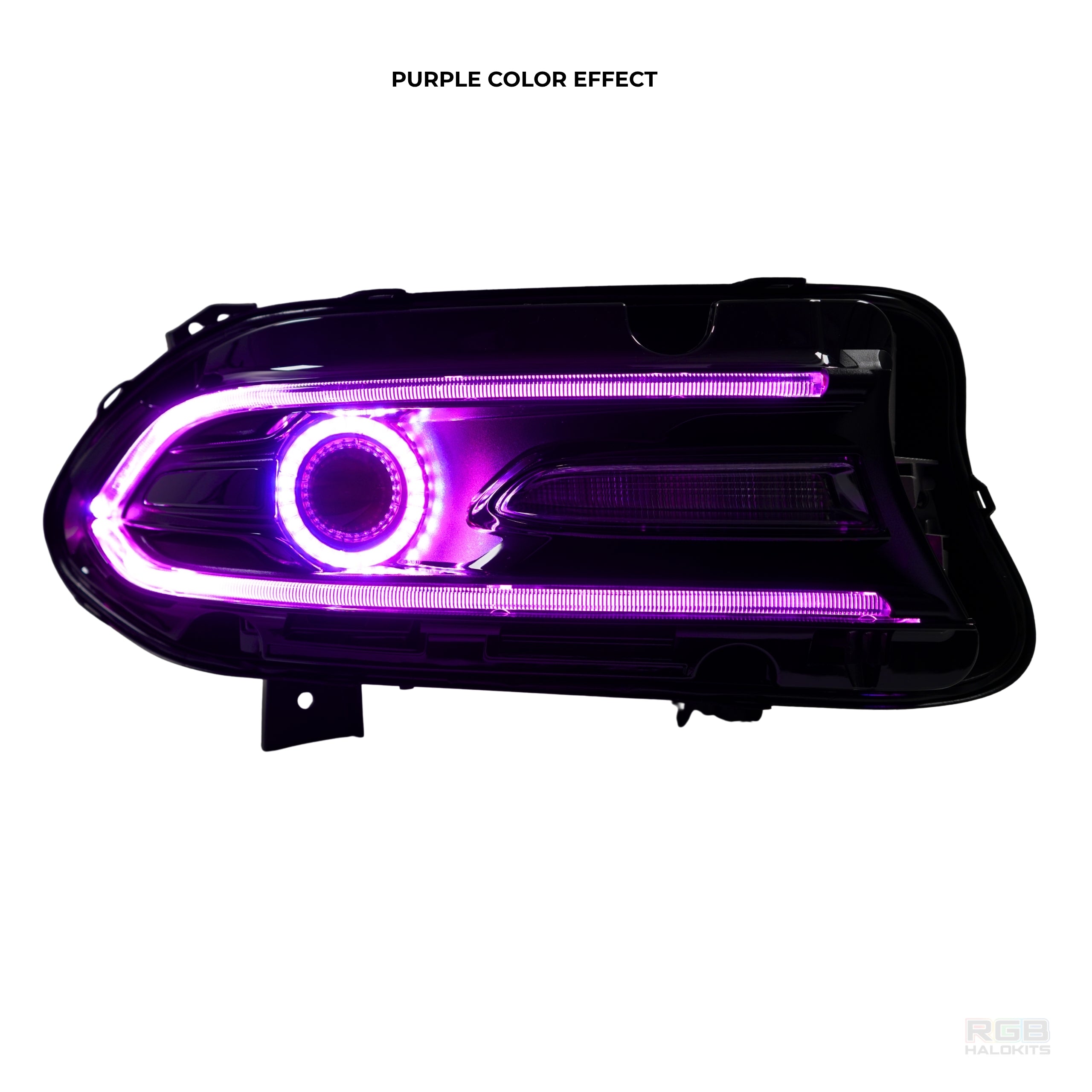 Dodge Charger: Multicolor Headlights (2015-2023) RGBW β Custom Multicolor LED Lighting by RGB Halo Kits