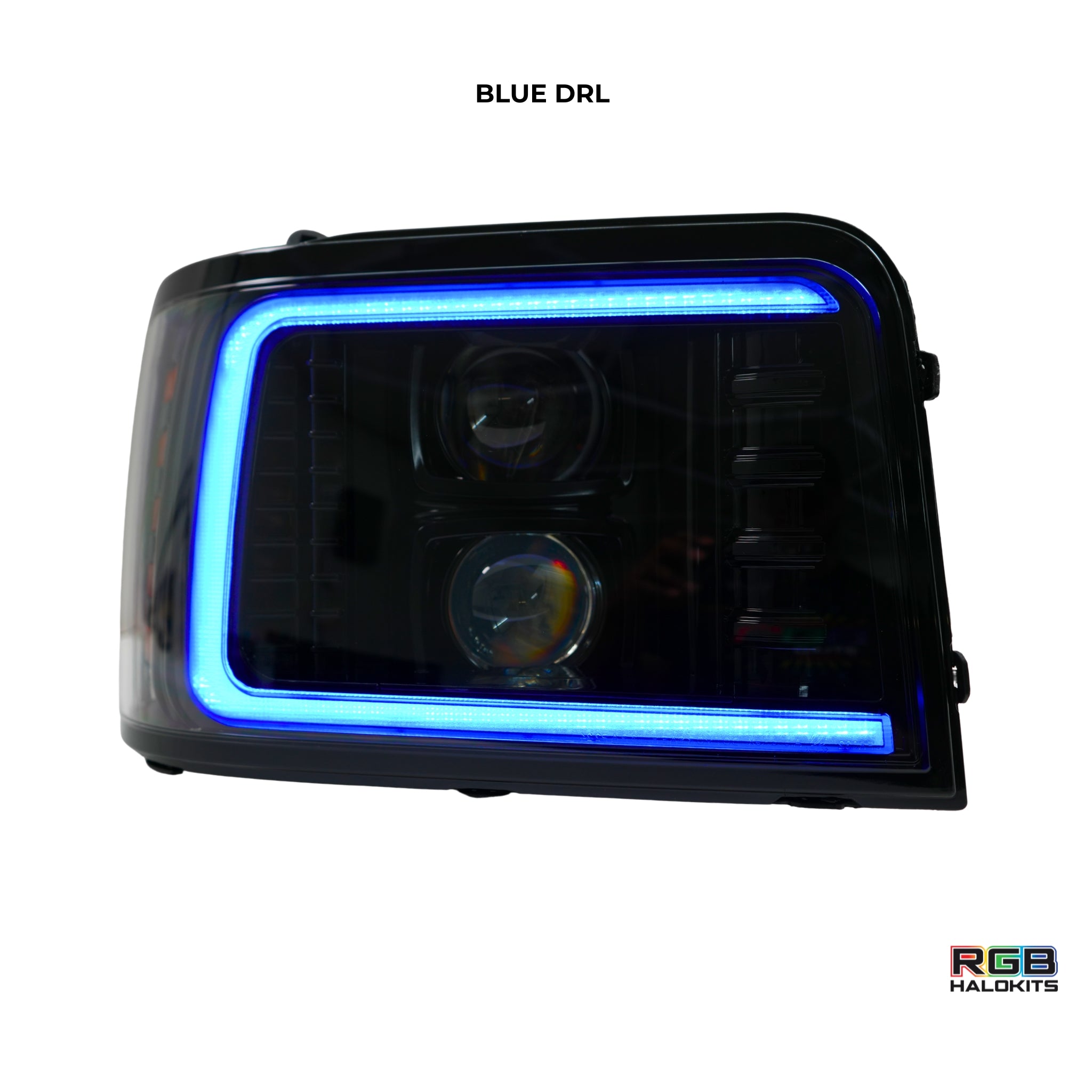 Ford F-Series/Bronco: Multicolor Flow Series Alphablack Headlights (1992-1996) | Alpharex – Custom Multicolor LED Lighting by RGB Halo Kits