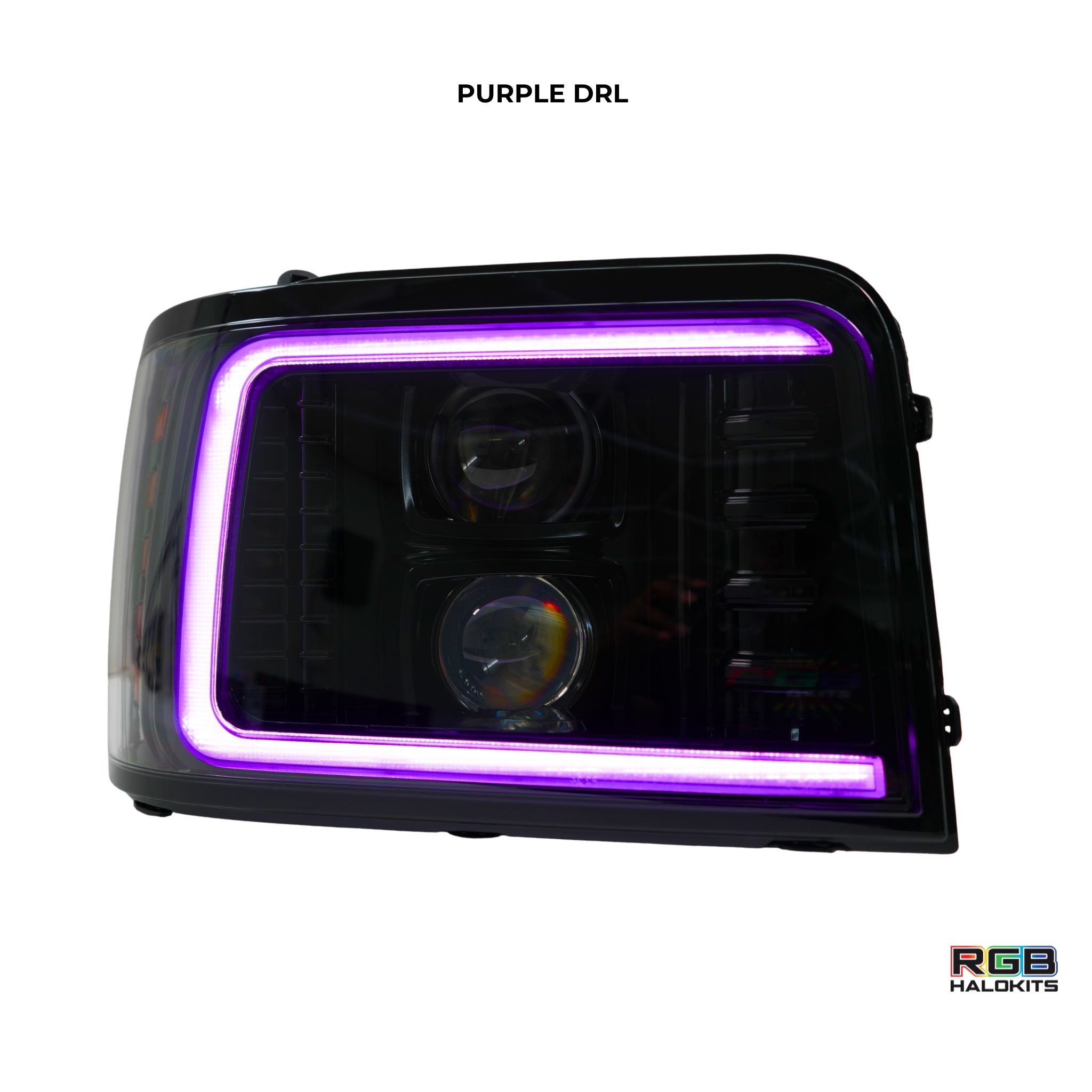 Ford F-Series/Bronco: Multicolor Flow Series Alphablack Headlights (1992-1996) | Alpharex – Custom Multicolor LED Lighting by RGB Halo Kits