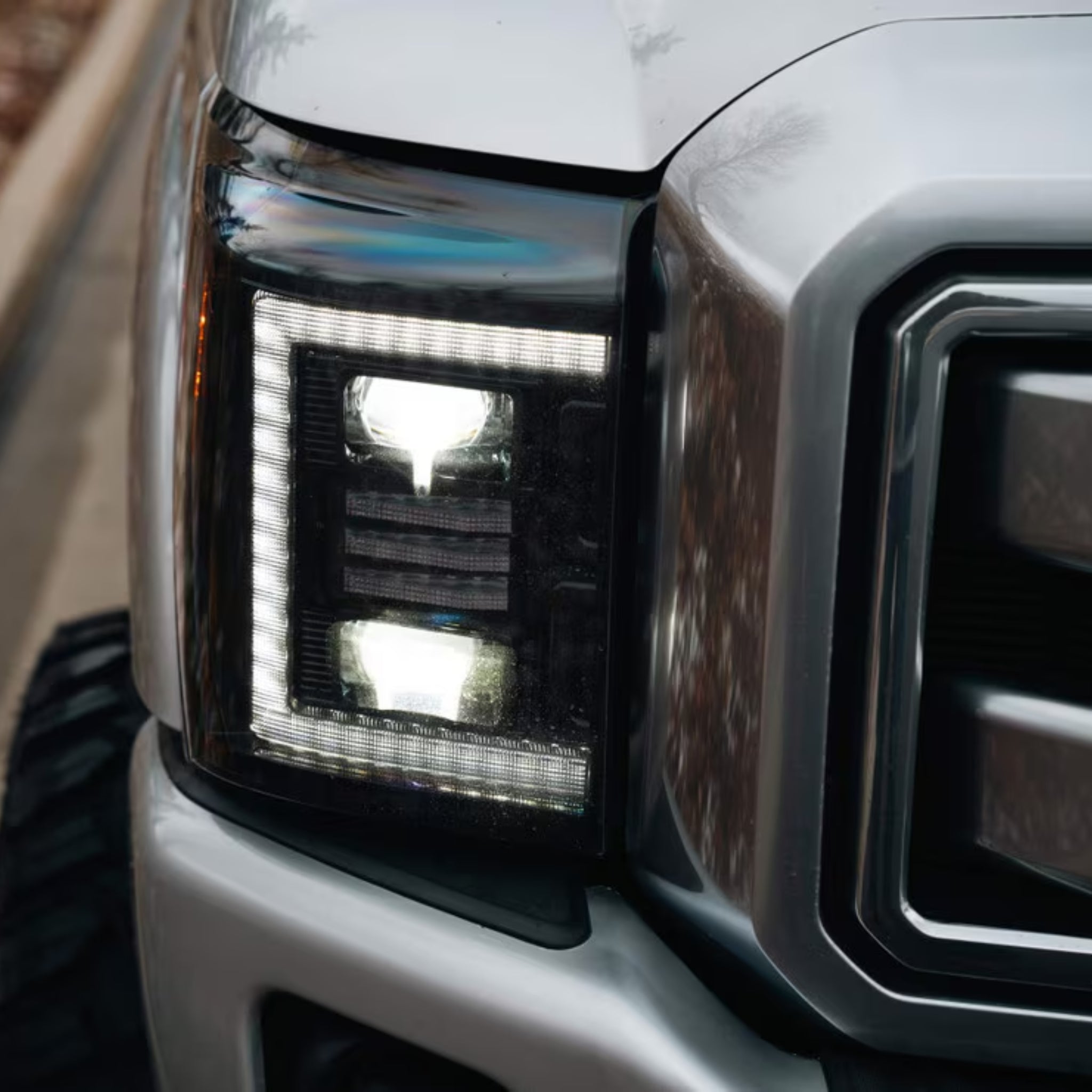FORD SUPER DUTY (11-16): XB HYBRID LED HEADLIGHTS – Custom Multicolor LED Lighting by RGB Halo Kits