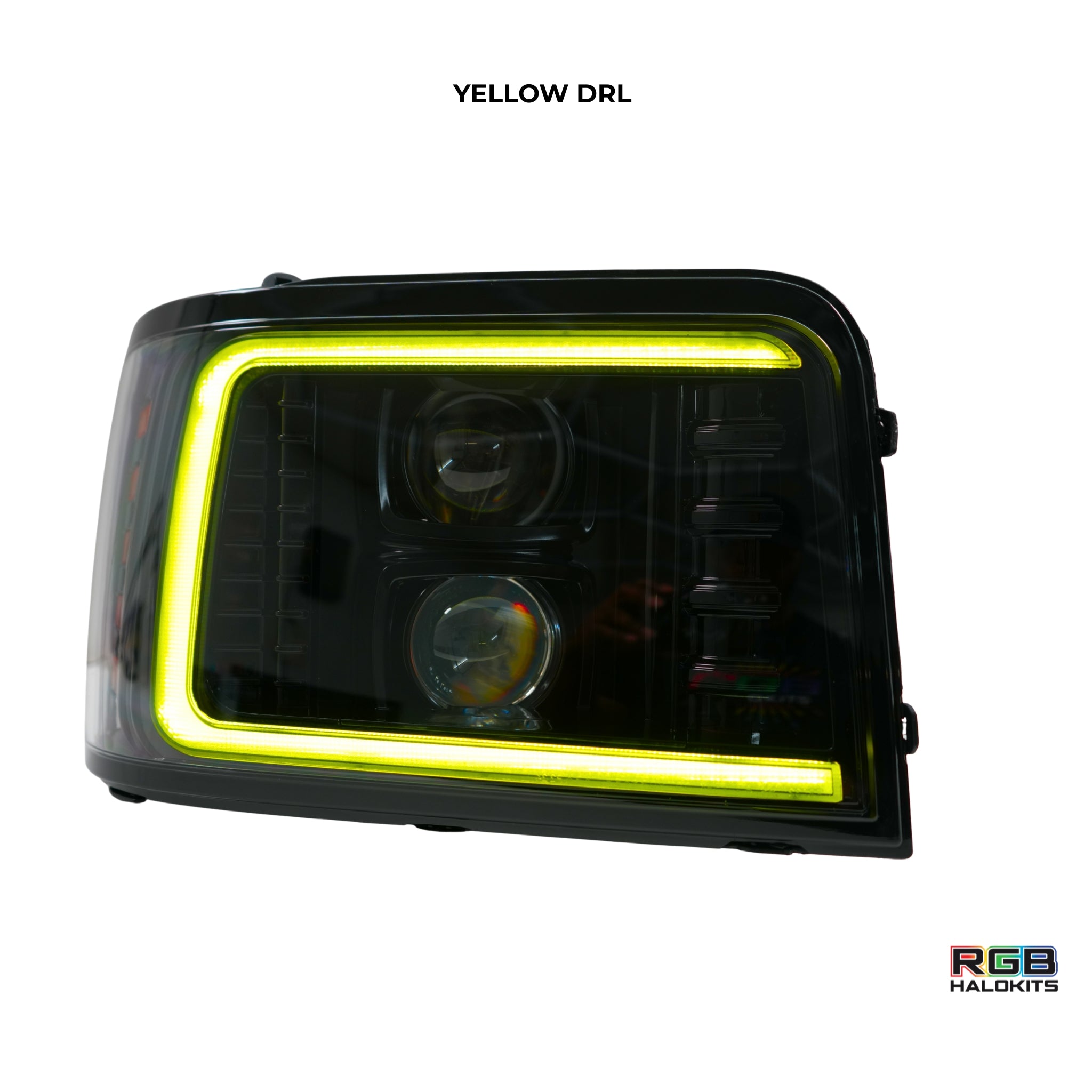 Ford F-Series/Bronco: Multicolor Flow Series Alphablack Headlights (1992-1996) | Alpharex – Custom Multicolor LED Lighting by RGB Halo Kits