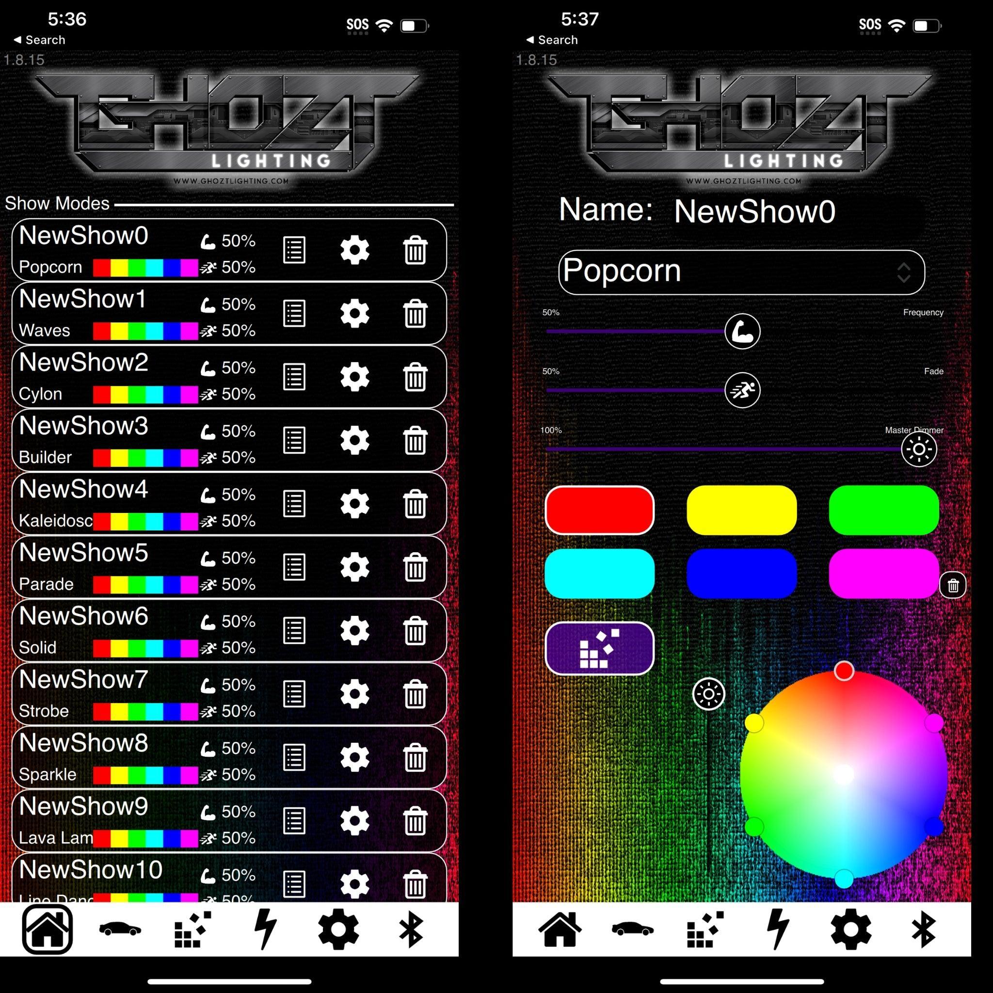 Blueghozt Bluetooth Controller (Flow / Color Chasing) – Custom Multicolor LED Lighting by RGB Halo Kits