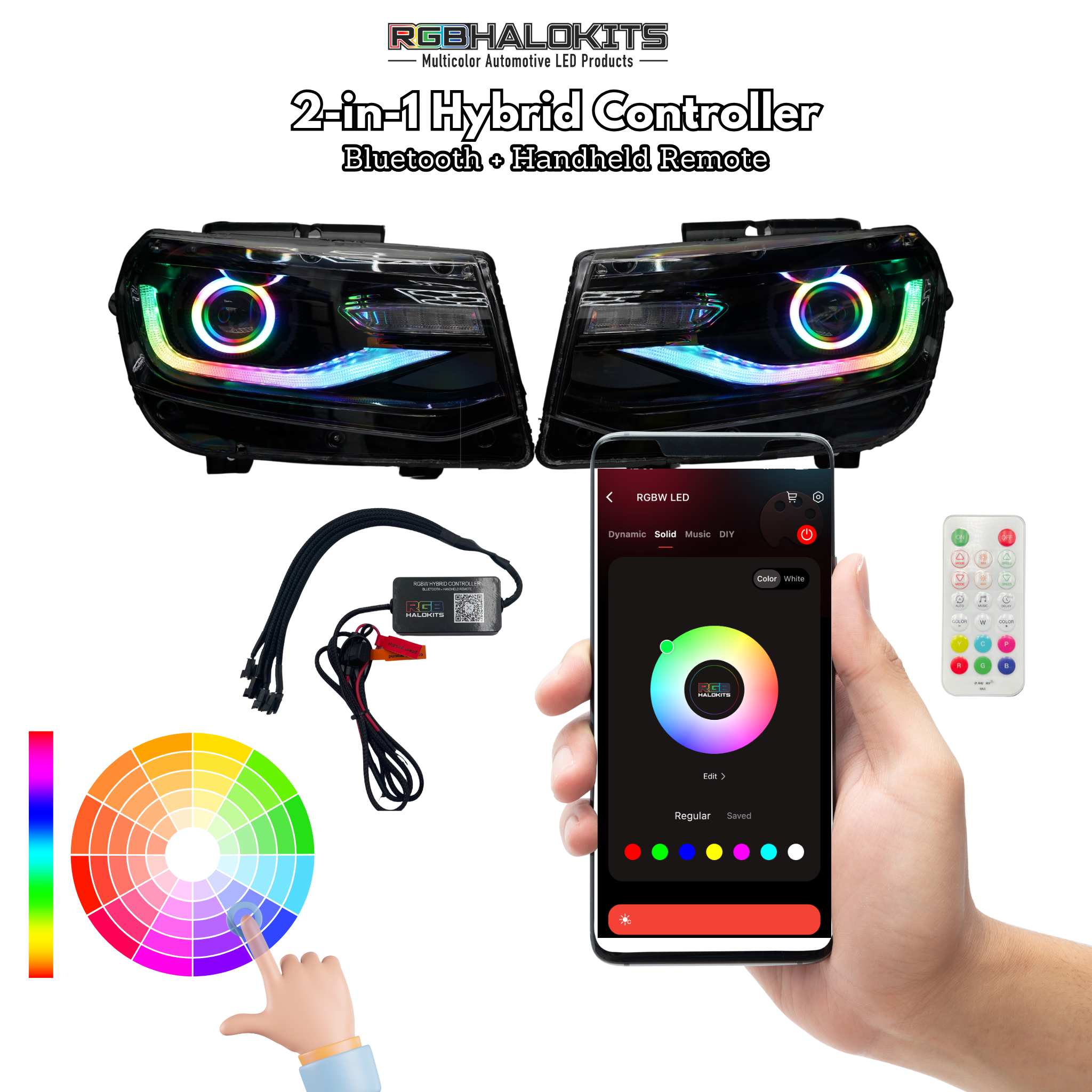 Chevrolet Camaro: Multicolor Flow Series Headlights (2014-2015) – Custom Multicolor LED Lighting by RGB Halo Kits