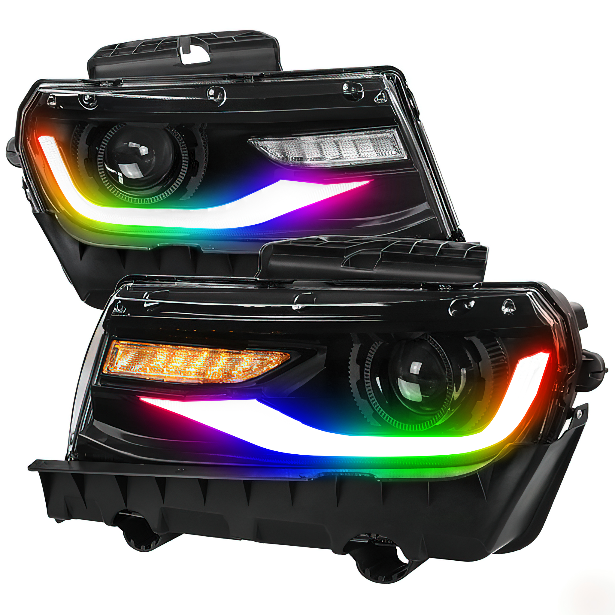 Chevrolet Camaro: Multicolor Flow Series Headlights with Halos (2014-2015) – Custom Multicolor LED Lighting by RGB Halo Kits
