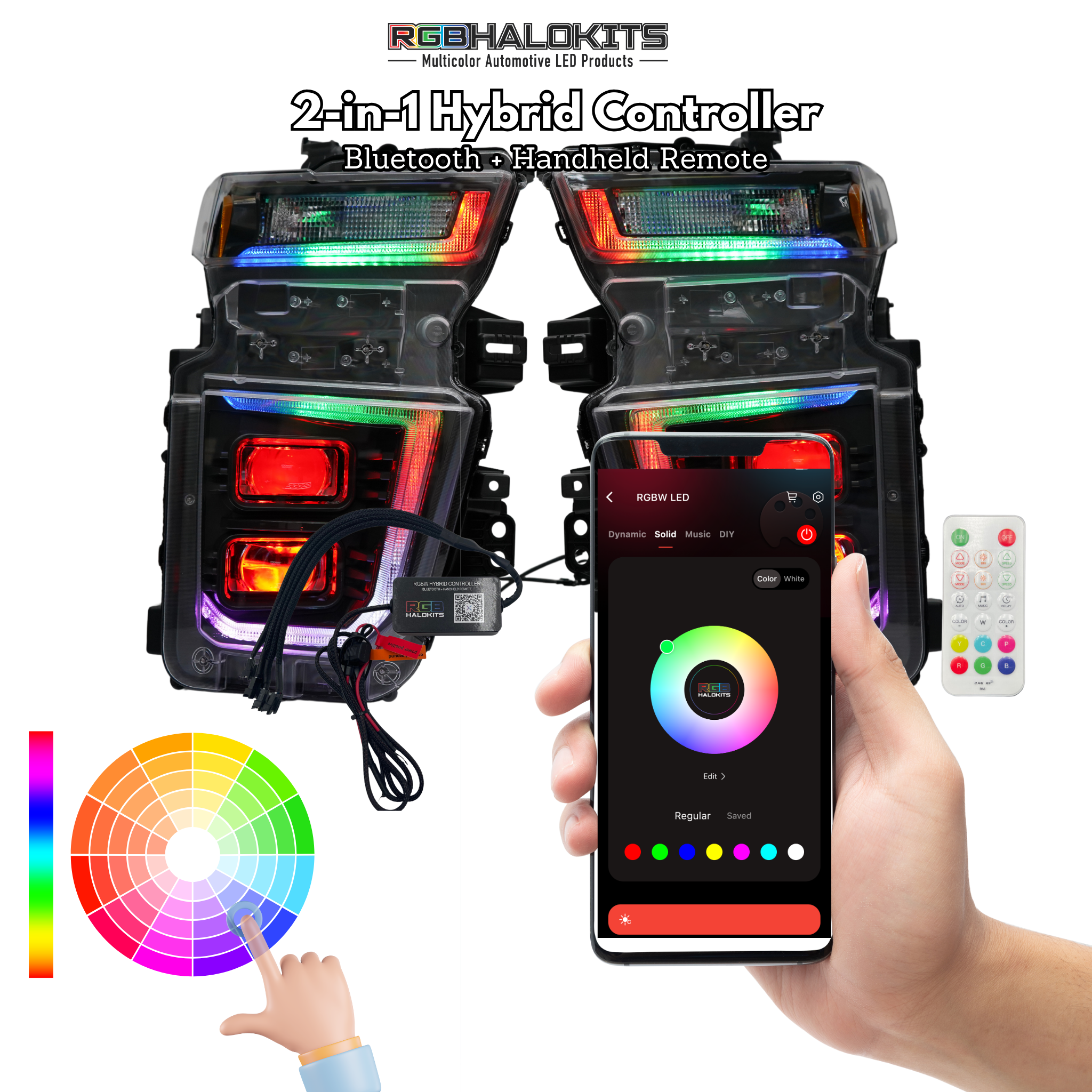 Chevrolet Silverado HD: Multicolor Flow Series Headlights (2020-2024) | XB Hybrid Morimoto – Custom Multicolor LED Lighting by RGB Halo Kits