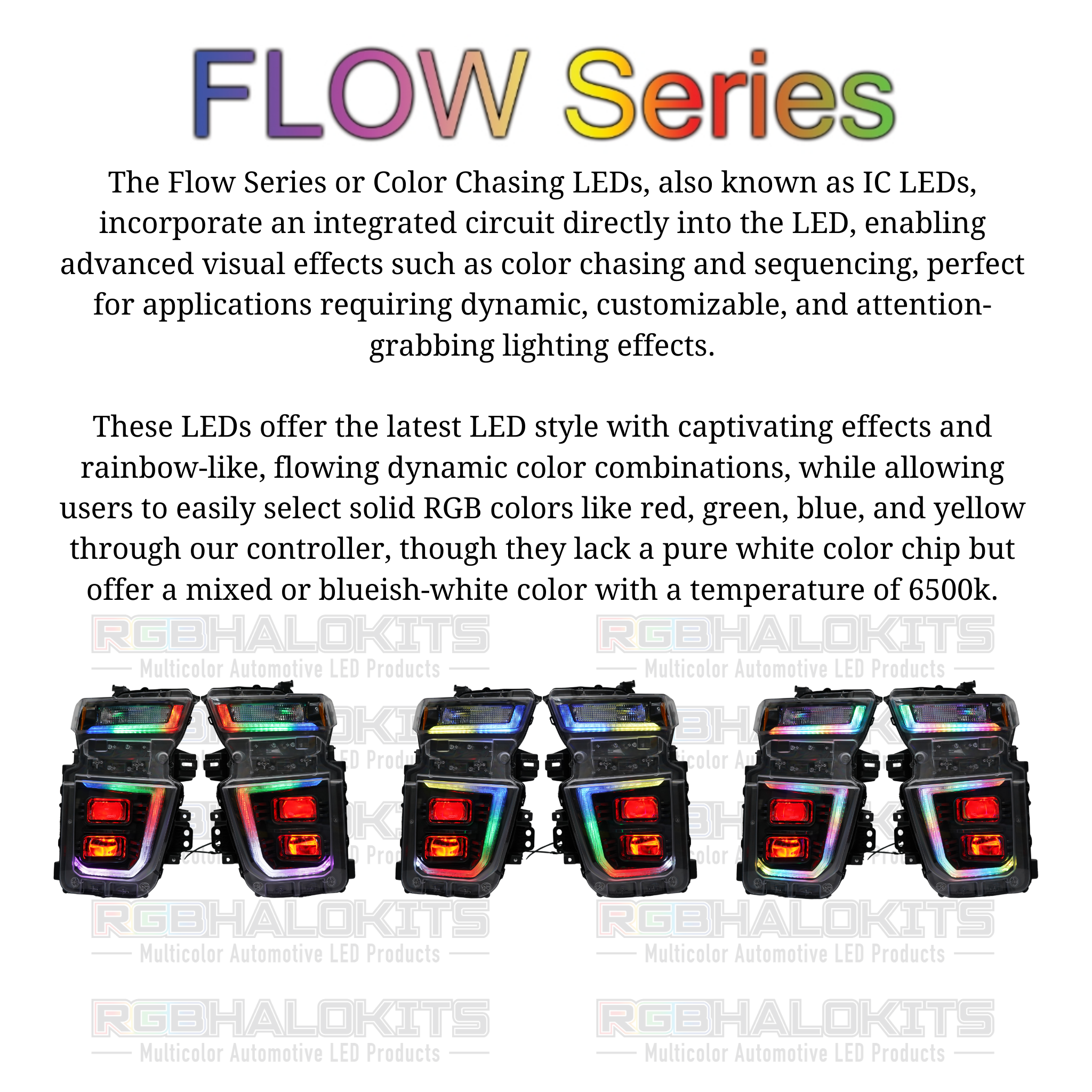 Chevrolet Silverado HD: Multicolor Flow Series Headlights (2020-2024) | XB Hybrid Morimoto – Custom Multicolor LED Lighting by RGB Halo Kits