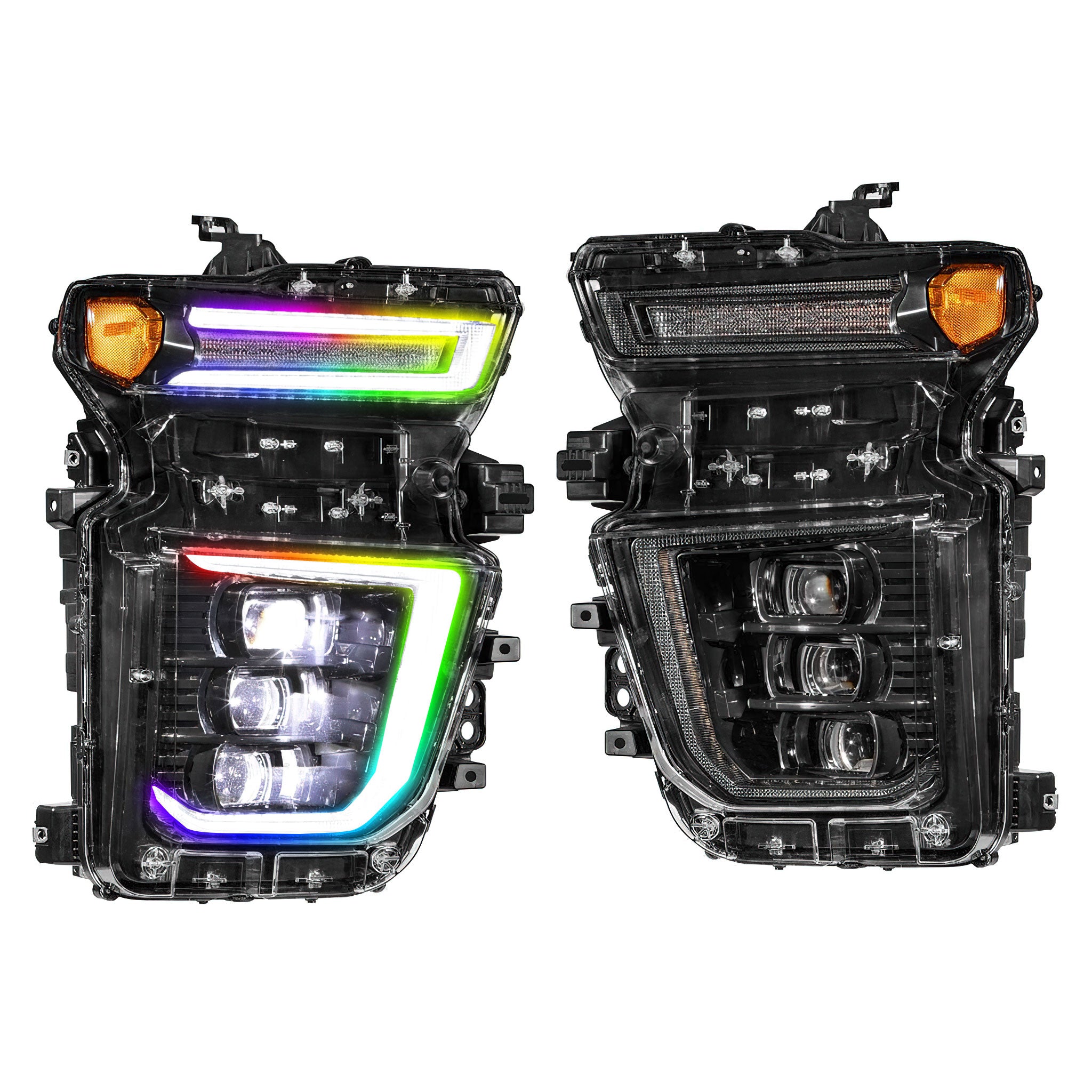 Chevrolet Silverado HD: Multicolor Flow Series Headlights (2020-2024) | XB Morimoto – Custom Multicolor LED Lighting by RGB Halo Kits