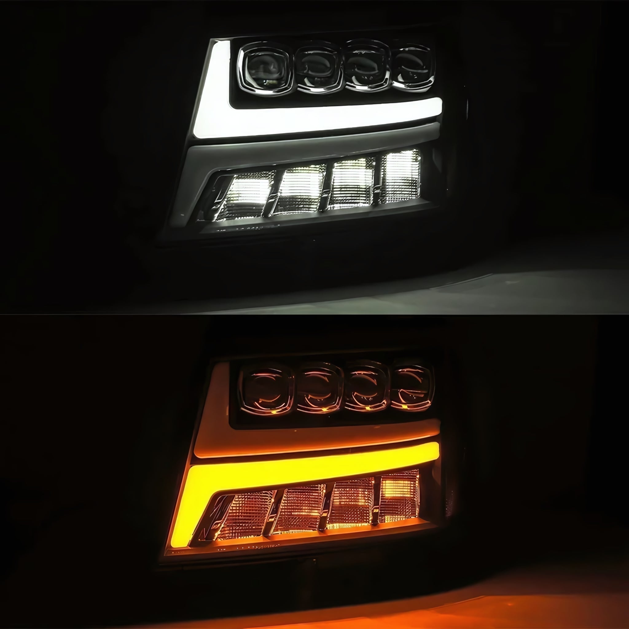 Chevrolet Tahoe/Suburban (2007-2014) / Chevrolet Avalanche (2007-2013) Headlights | Alpharex – Custom Multicolor LED Lighting by RGB Halo Kits