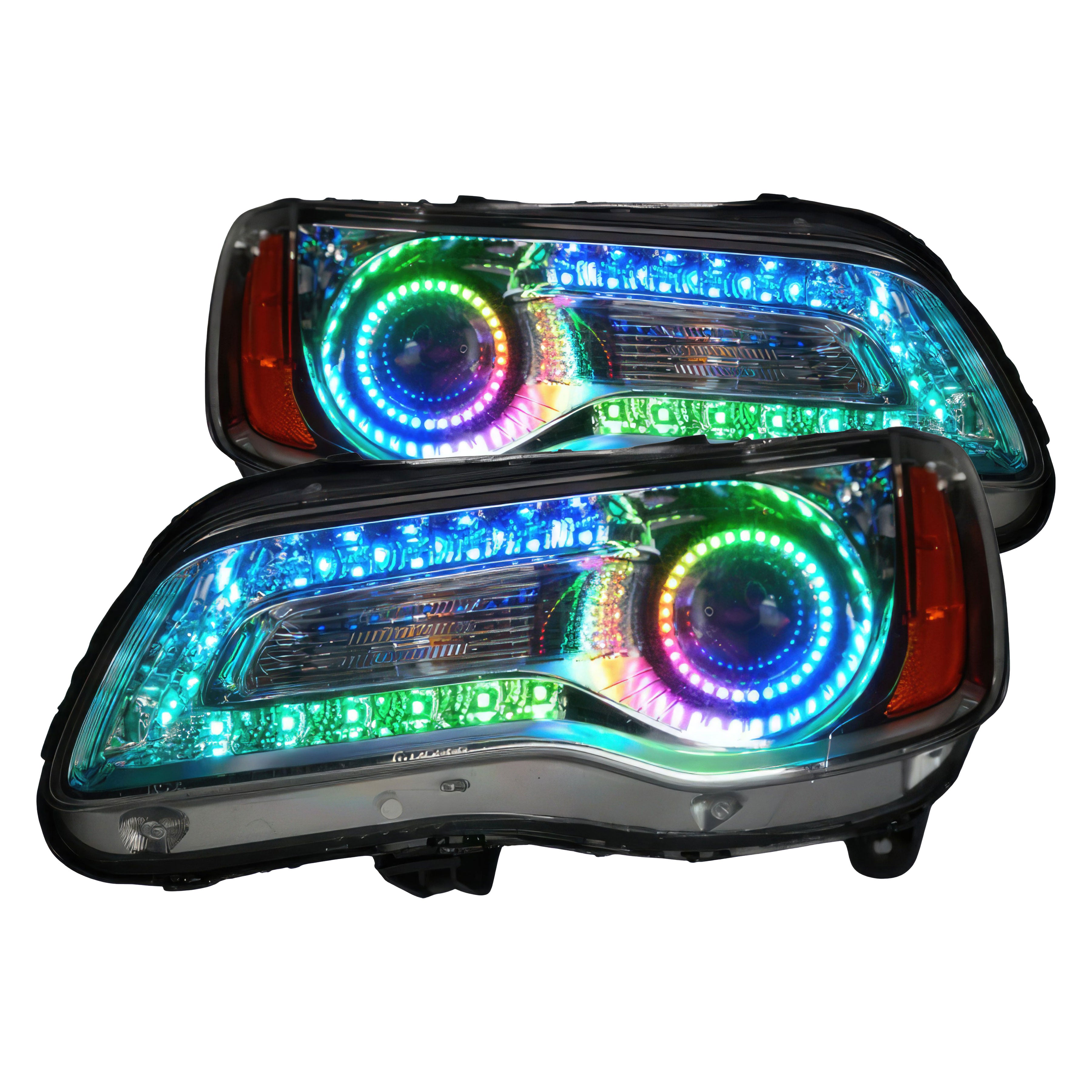 Chrysler 300: Multicolor Flow Series Headlights (2011-2023) – Custom Multicolor LED Lighting by RGB Halo Kits