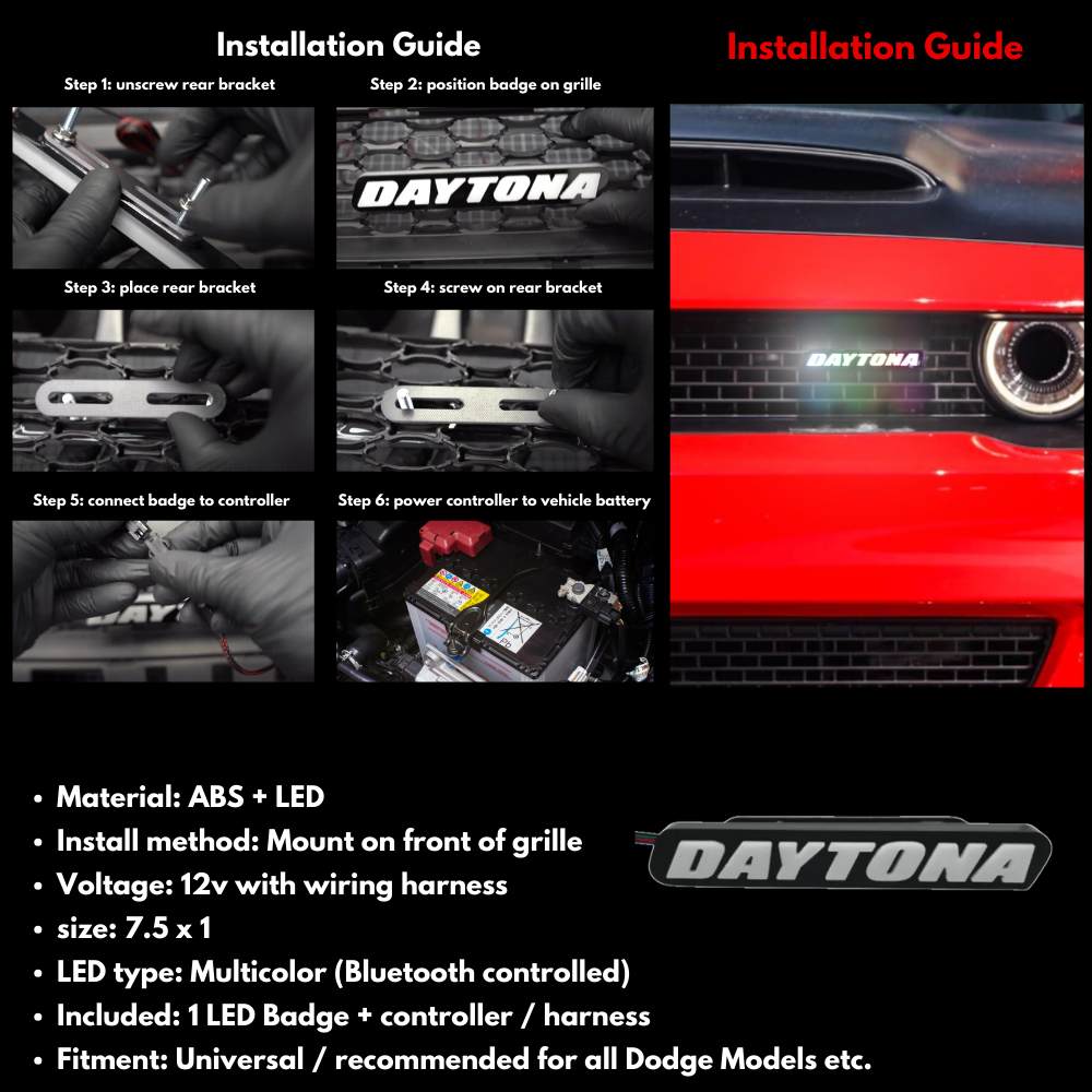 Daytona LED Badge: (Multicolor Flow) – Custom Multicolor LED Lighting by RGB Halo Kits