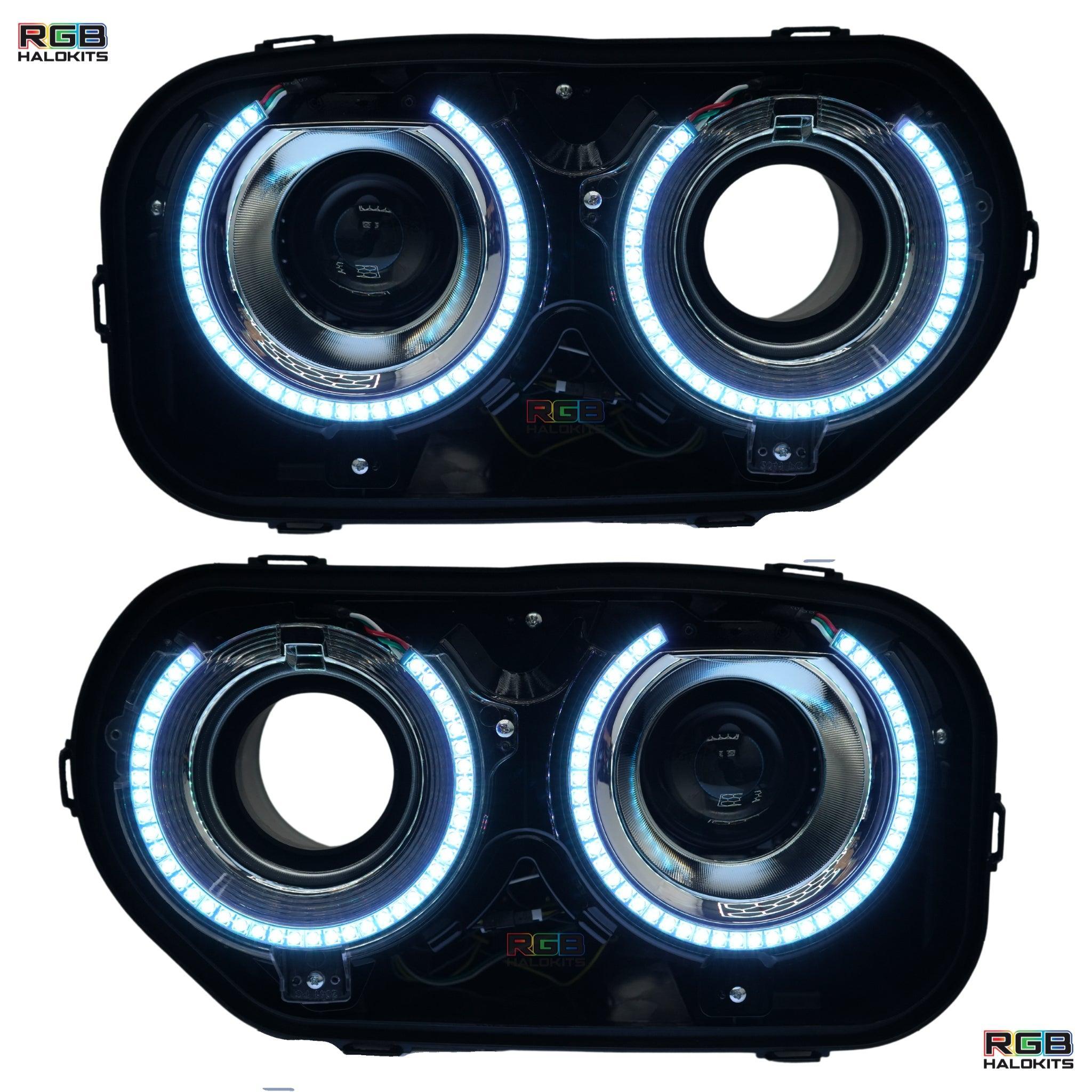 Dodge Challenger: Multicolor Headlights with RGBW Demon Eyes (2015-2023) – Custom Multicolor LED Lighting by RGB Halo Kits