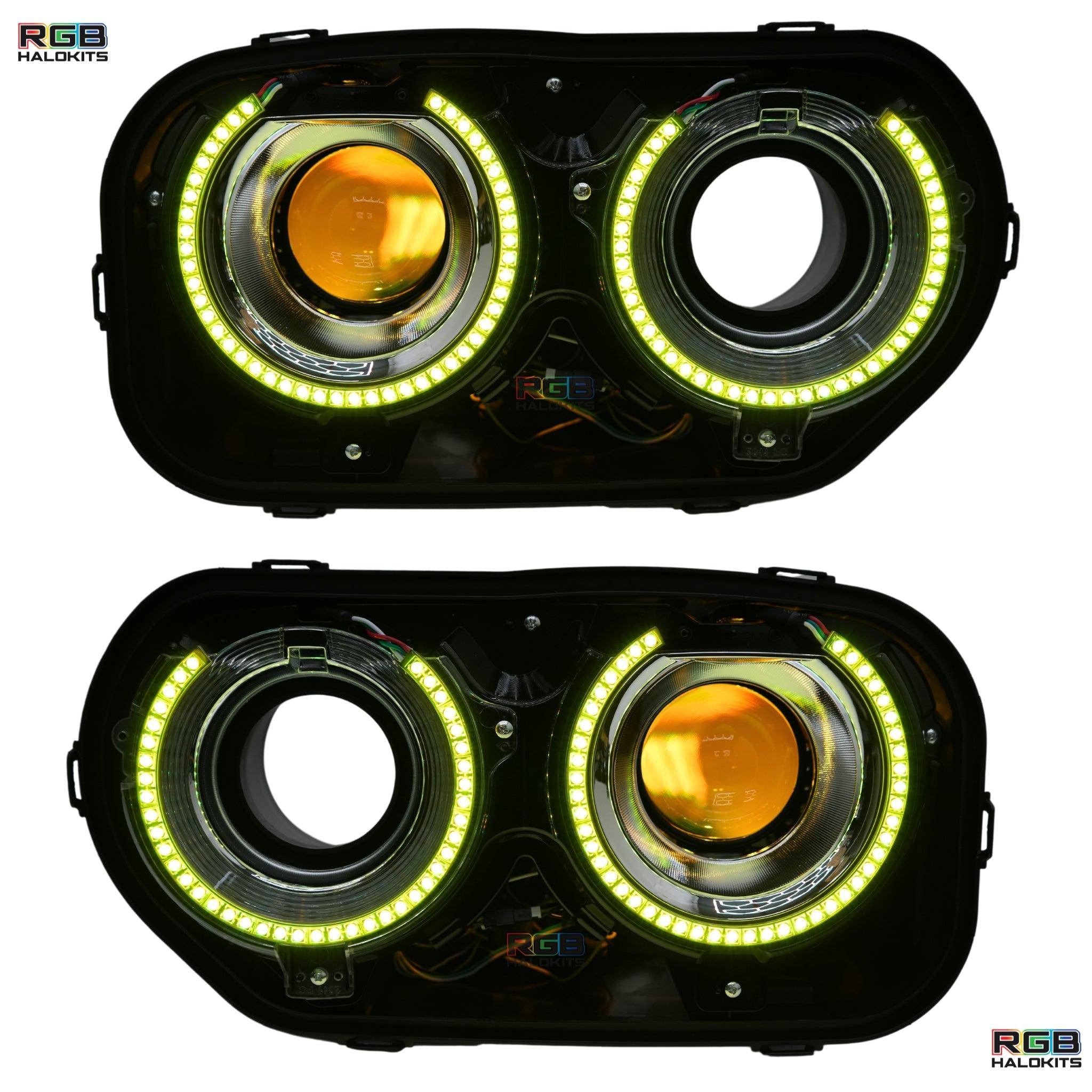 Dodge Challenger: Multicolor Headlights with RGBW Demon Eyes (2015-2023) – Custom Multicolor LED Lighting by RGB Halo Kits
