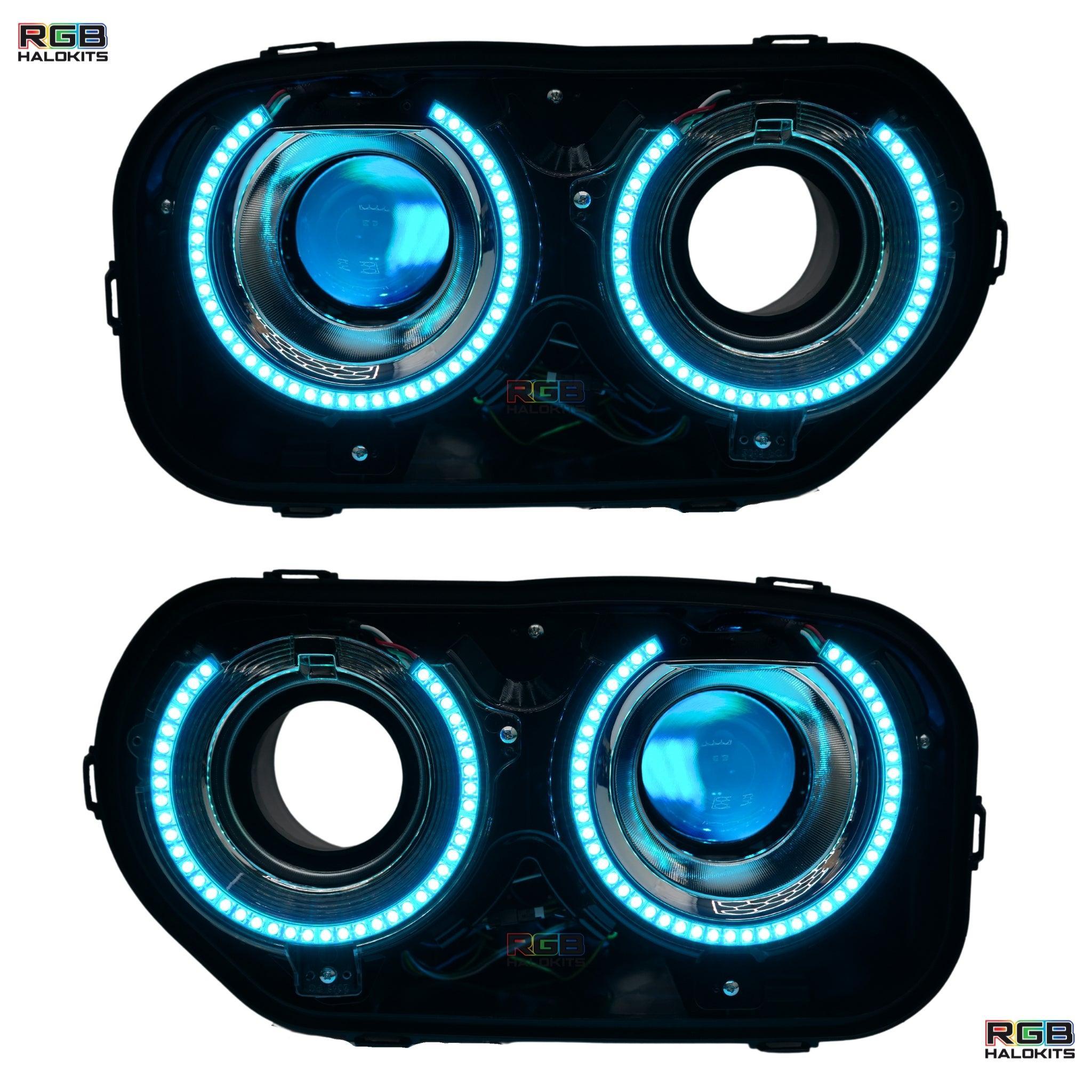 Dodge Challenger: Multicolor Headlights with RGBW Demon Eyes (2015-2023) – Custom Multicolor LED Lighting by RGB Halo Kits