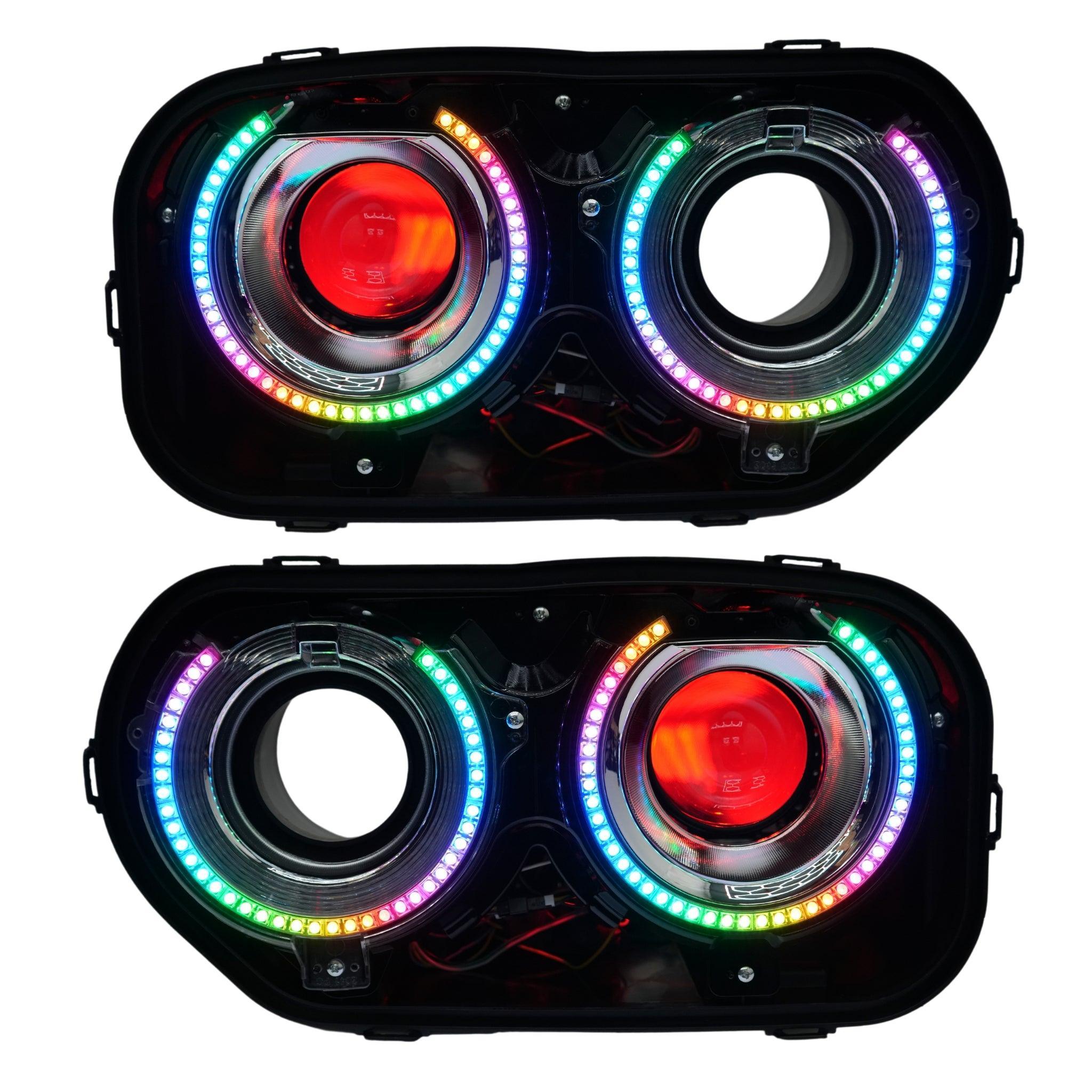Dodge Challenger: Multicolor Headlights with RGBW Demon Eyes (2015-2023) – Custom Multicolor LED Lighting by RGB Halo Kits