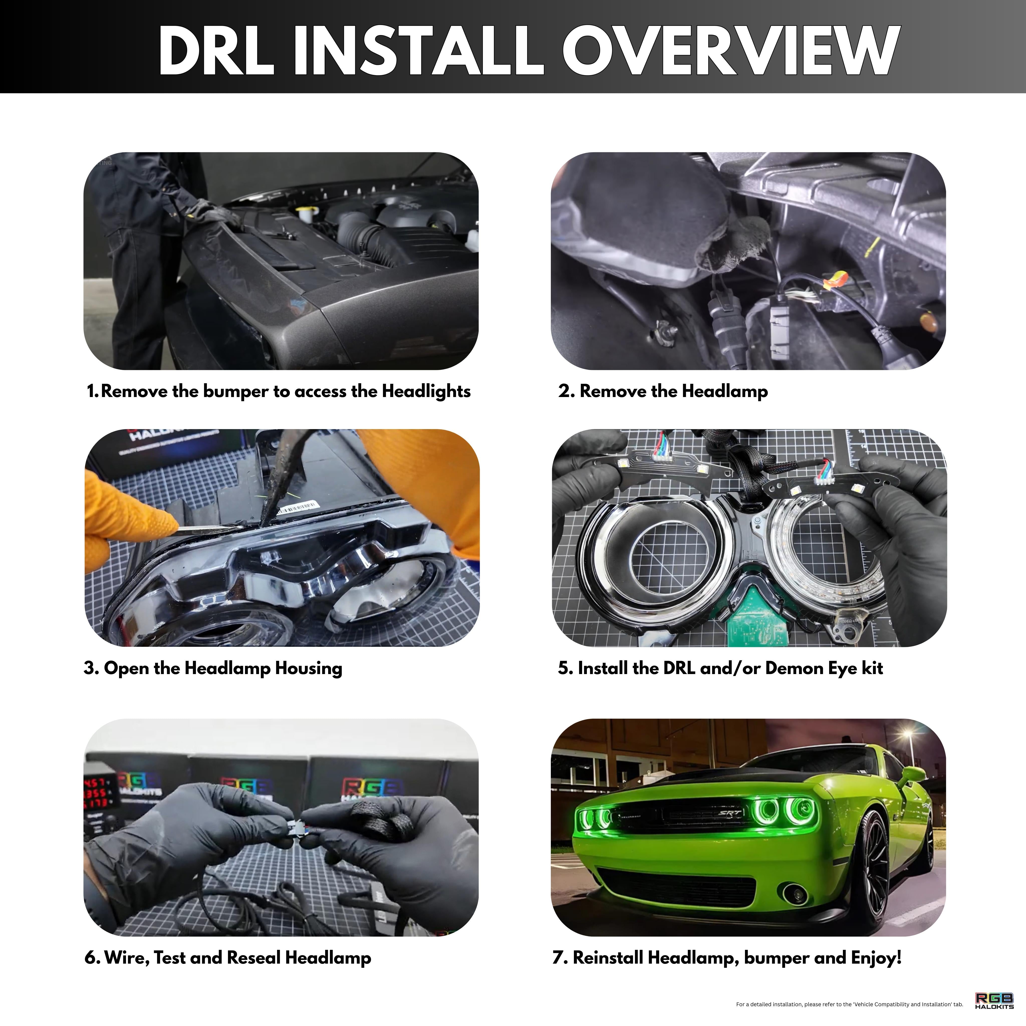 Dodge Challenger RGBW DRL Boards (2015-2023) – Custom Multicolor LED Lighting by RGB Halo Kits