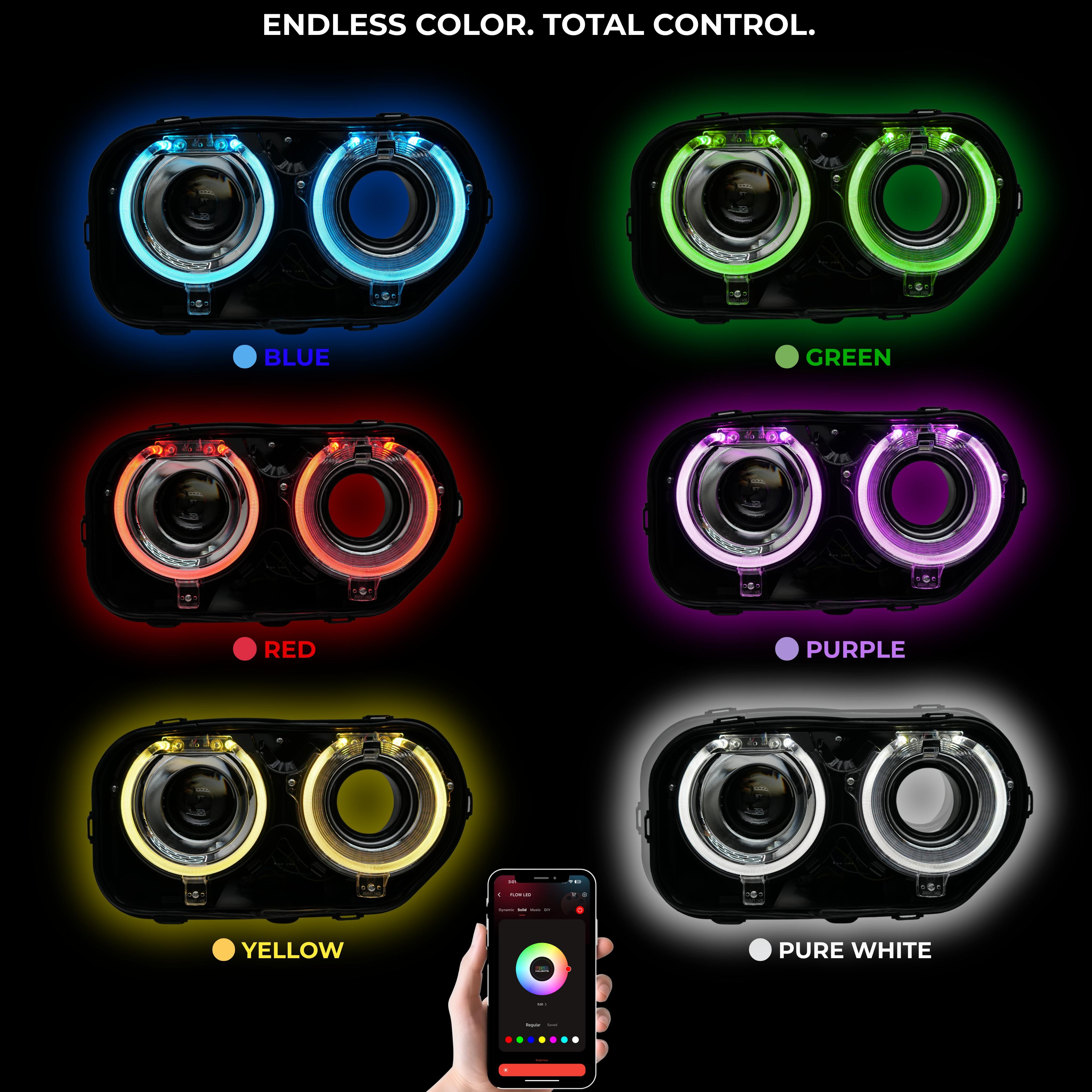 Dodge Challenger RGBW DRL Boards (2015-2023) – Custom Multicolor LED Lighting by RGB Halo Kits