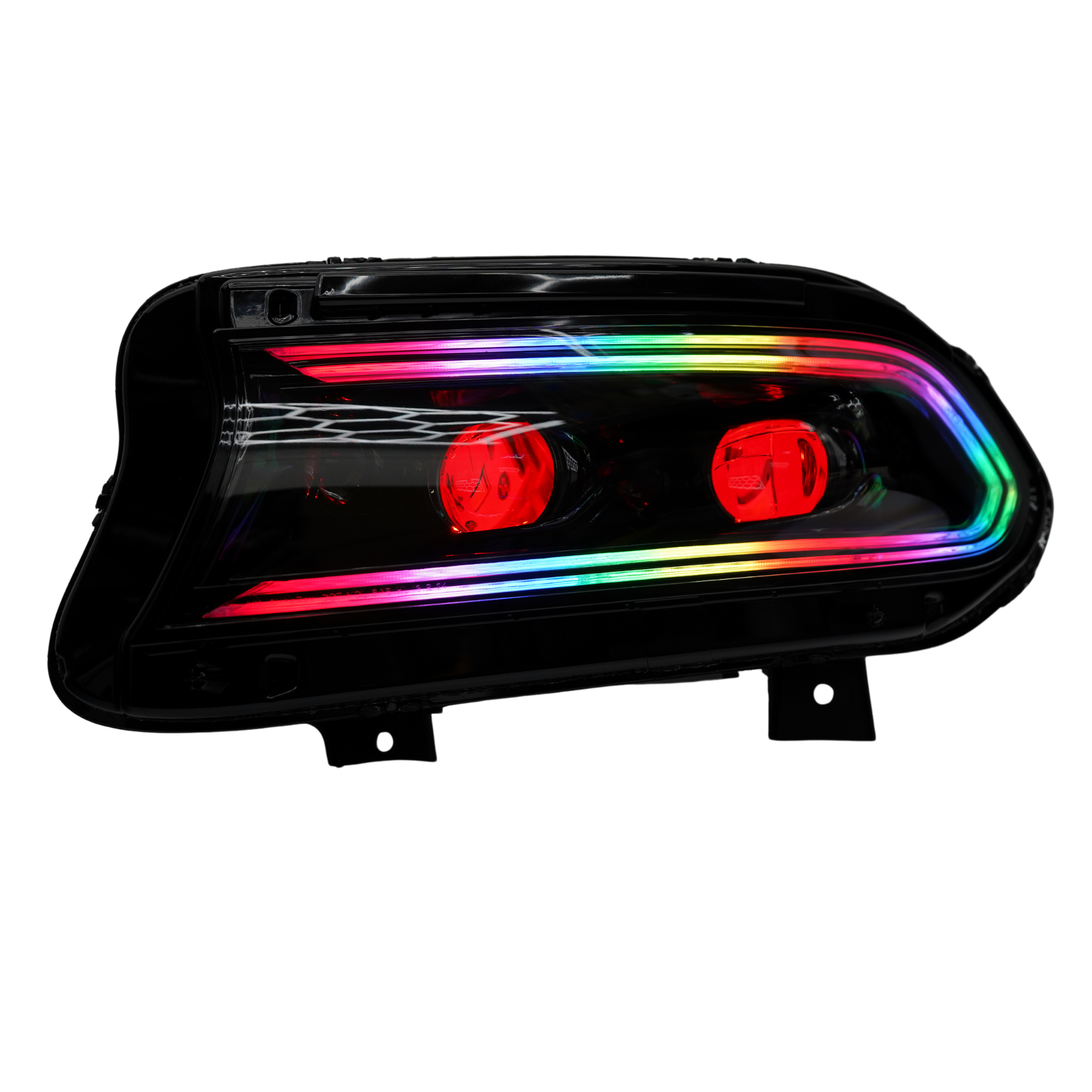 Dodge Charger: Multicolor Flow Series LUXX-Series LED Projector Headlights (2015-2023) – Custom Multicolor LED Lighting by RGB Halo Kits