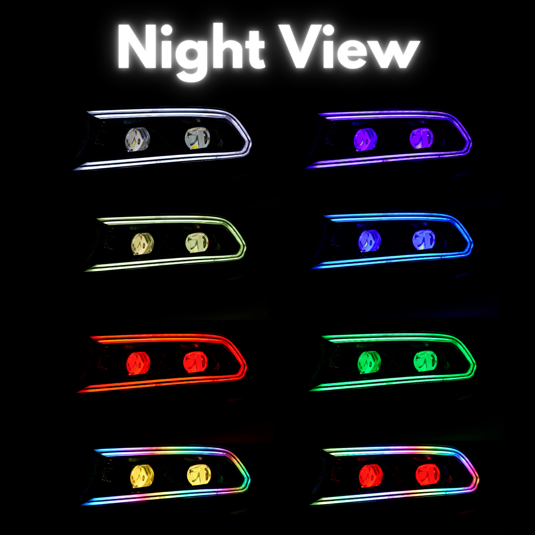 Dodge Charger: Multicolor Flow Series LUXX-Series LED Projector Headlights (2015-2023) – Custom Multicolor LED Lighting by RGB Halo Kits