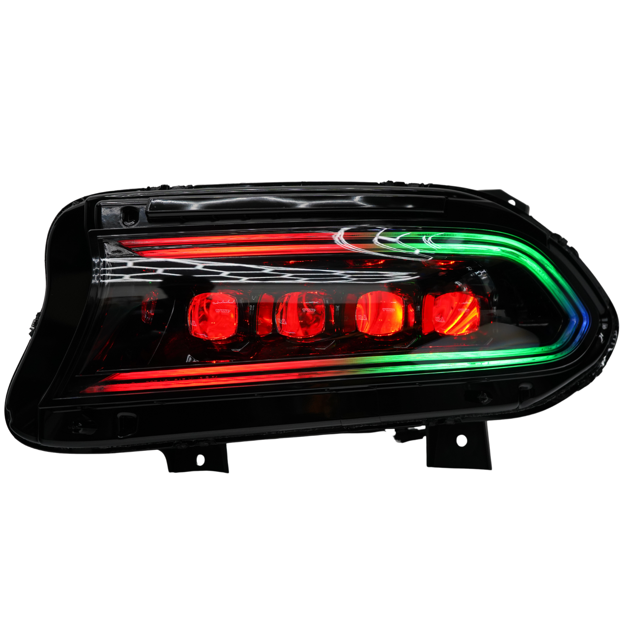 Dodge Charger: Multicolor Flow Series NOVA LED Alpha Black Headlights (2015-2023) – Custom Multicolor LED Lighting by RGB Halo Kits