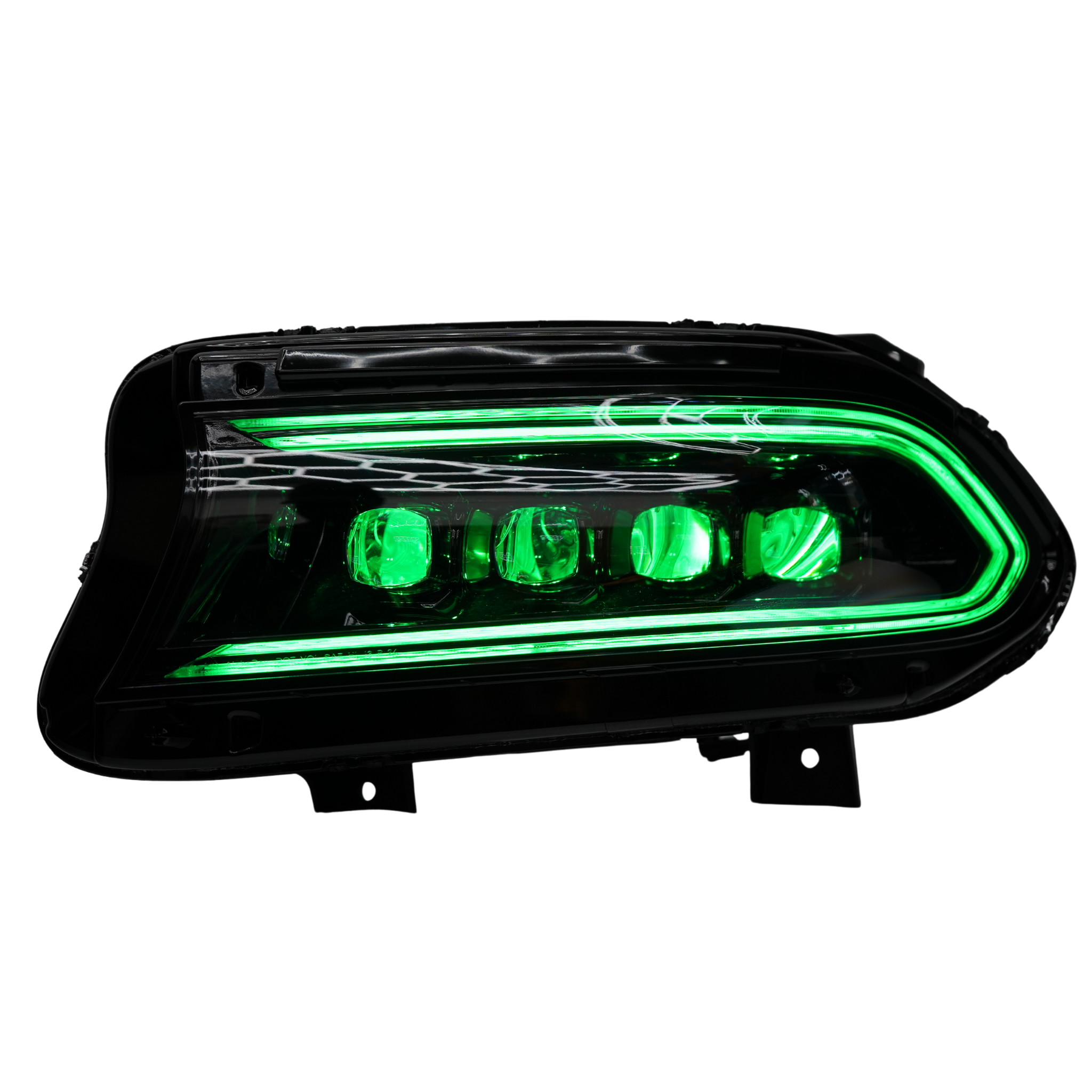 Dodge Charger: Multicolor Flow Series NOVA LED Alpha Black Headlights (2015-2023) – Custom Multicolor LED Lighting by RGB Halo Kits