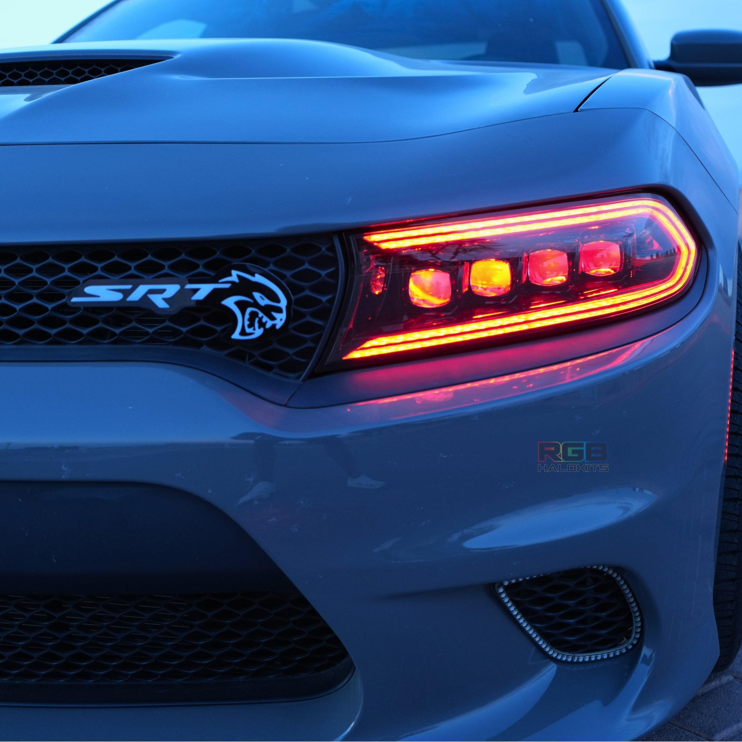 Dodge Charger: Multicolor Flow Series NOVA LED Alpha Black Headlights (2015-2023) – Custom Multicolor LED Lighting by RGB Halo Kits