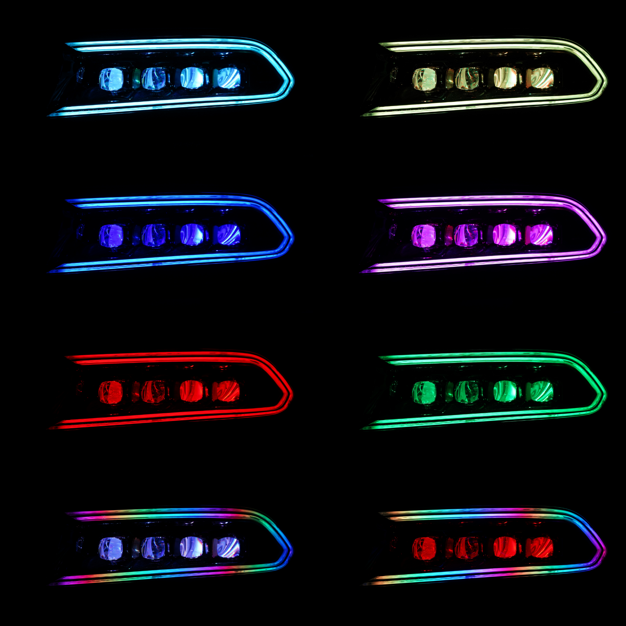 Dodge Charger: Multicolor Flow Series NOVA LED Alpha Black Headlights (2015-2023) – Custom Multicolor LED Lighting by RGB Halo Kits