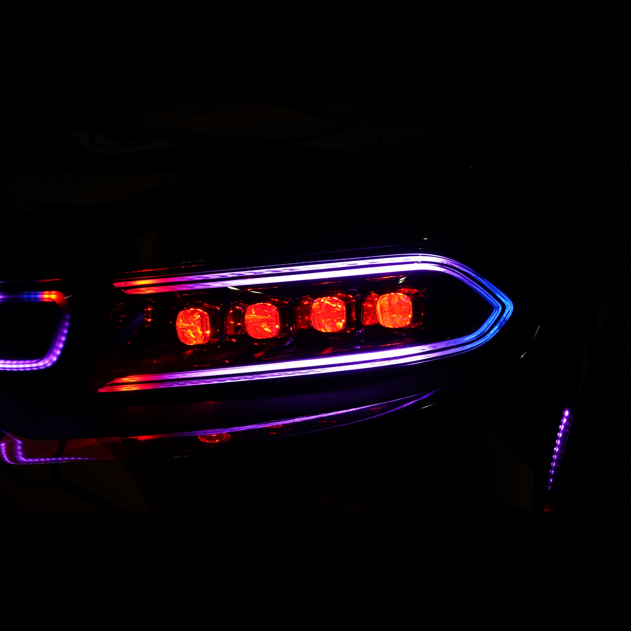 Dodge Charger: Multicolor Flow Series NOVA LED Alpha Black Headlights (2015-2023) – Custom Multicolor LED Lighting by RGB Halo Kits