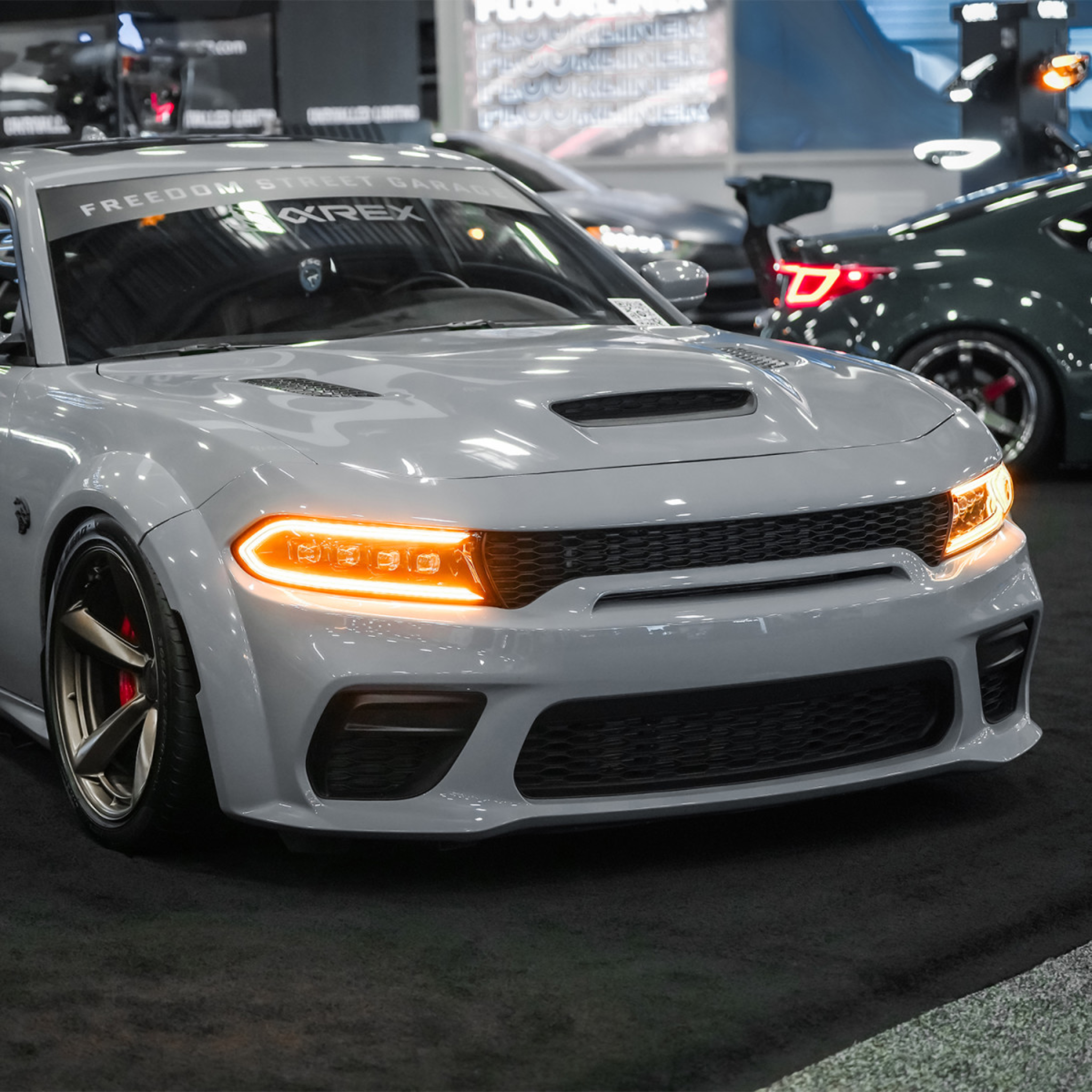 Dodge Charger NOVA-Series LED Projector Headlights Alpha-Black (2015-2023) – Custom Multicolor LED Lighting by RGB Halo Kits