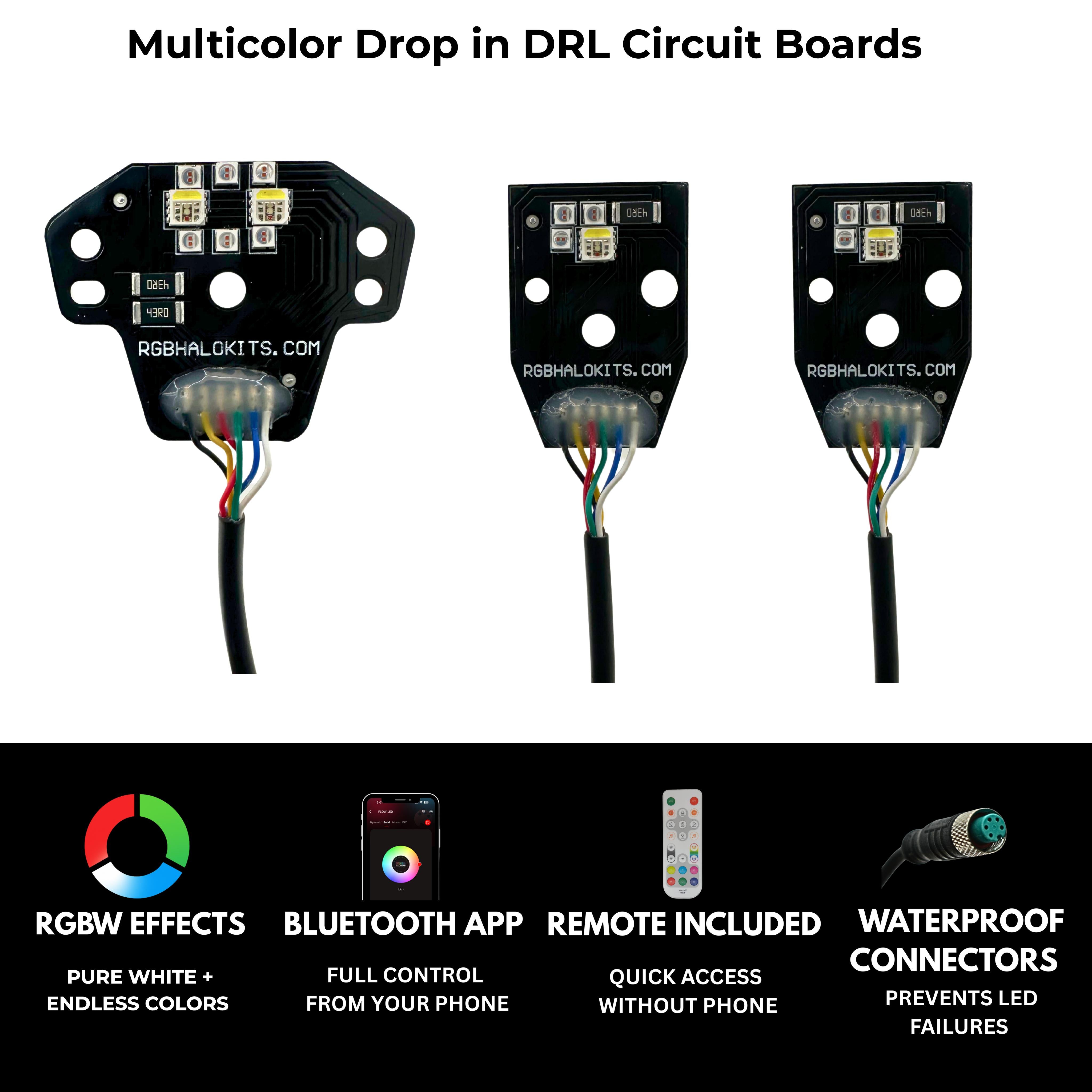 Dodge Charger RGBWA DRL Boards (2015-2023) – Custom Multicolor LED Lighting by RGB Halo Kits