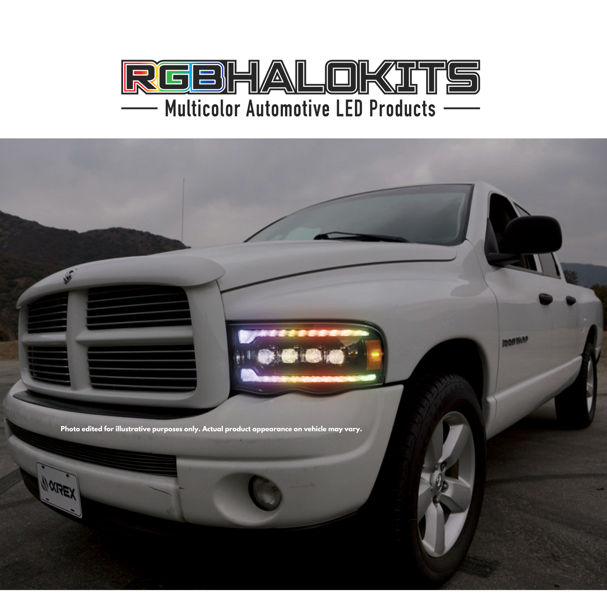 Dodge Ram HD: Multicolor Flow Series NOVA Headlights (2002-2005) – Custom Multicolor LED Lighting by RGB Halo Kits