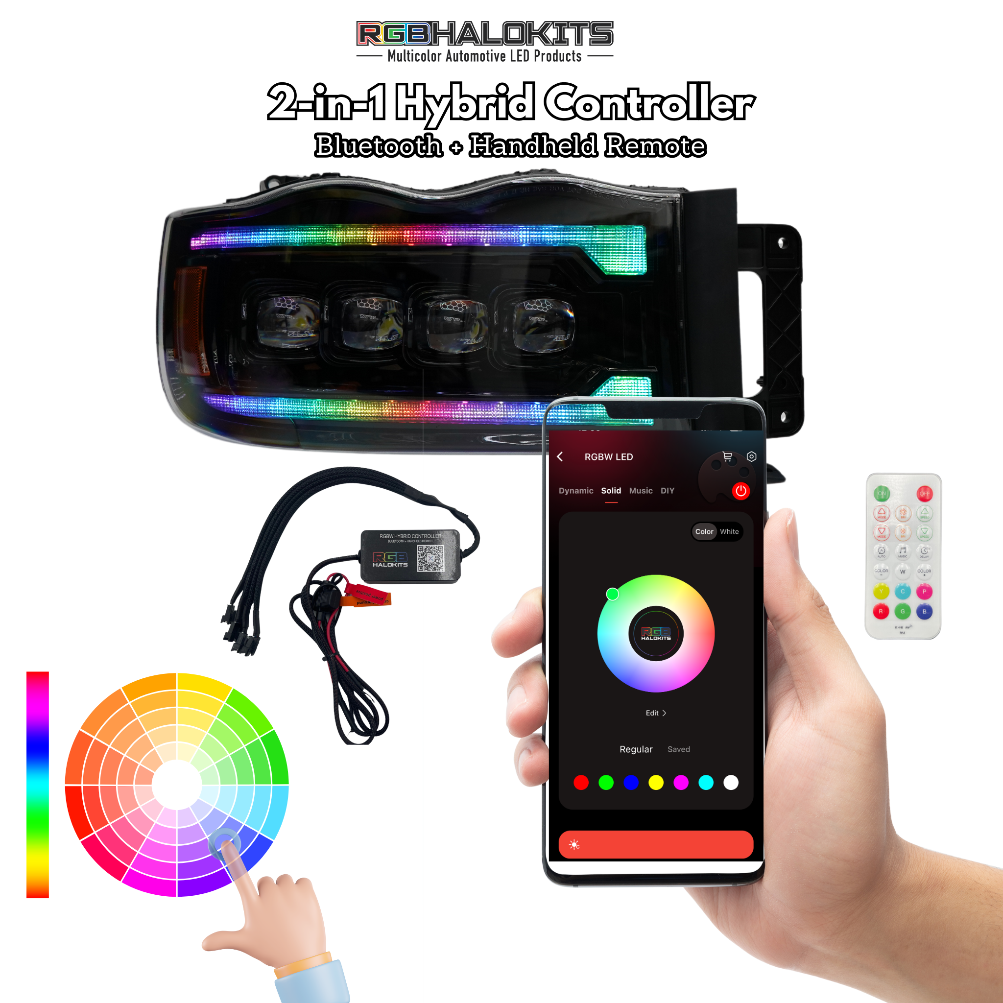 Dodge Ram HD: Multicolor Flow Series NOVA Headlights (2002-2005) – Custom Multicolor LED Lighting by RGB Halo Kits