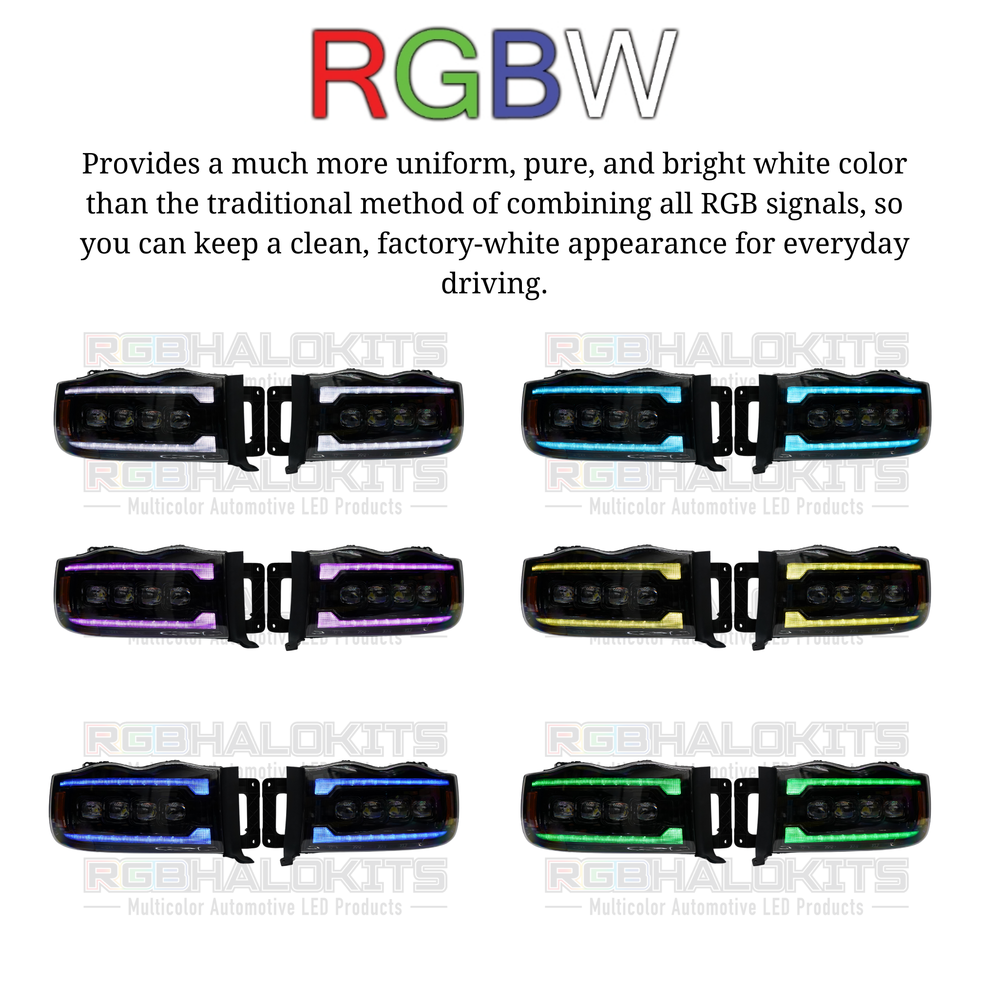 Dodge Ram HD: Multicolor Flow Series NOVA Headlights (2002-2005) – Custom Multicolor LED Lighting by RGB Halo Kits