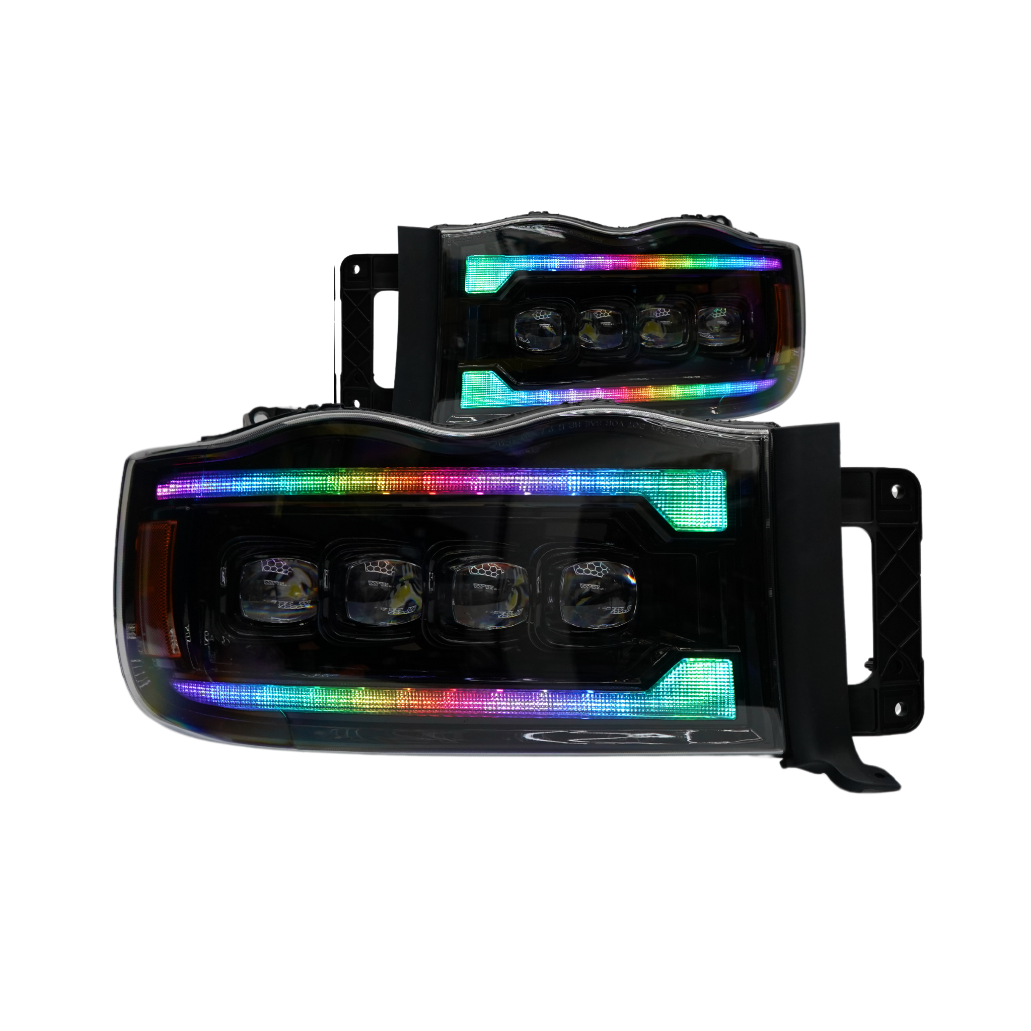 Dodge Ram HD: Multicolor Flow Series NOVA Headlights (2002-2005) – Custom Multicolor LED Lighting by RGB Halo Kits