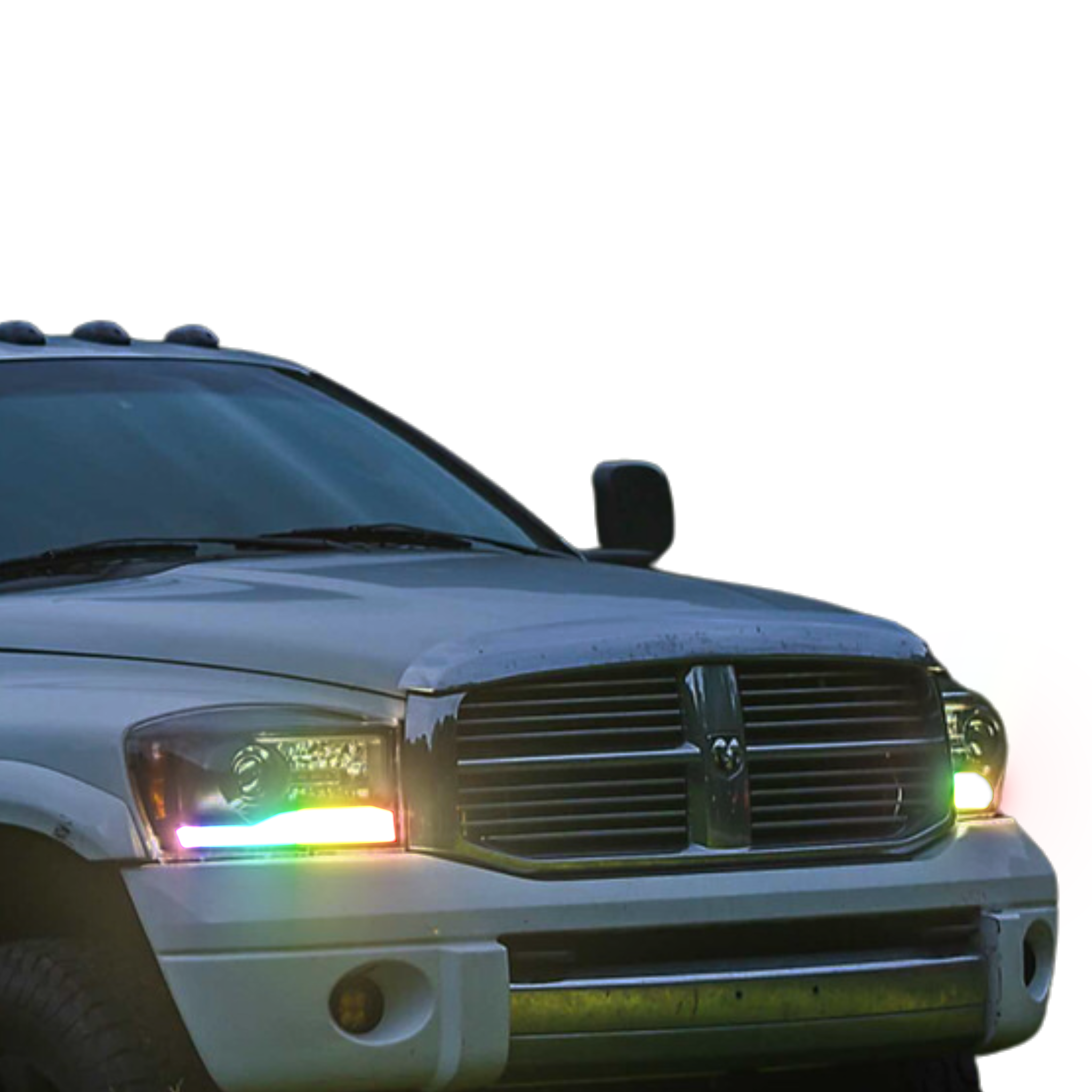 Dodge Ram Multicolor Flow Series Headlights (2006-2008) | XB Hybrid Morimoto – Custom Multicolor LED Lighting by RGB Halo Kits