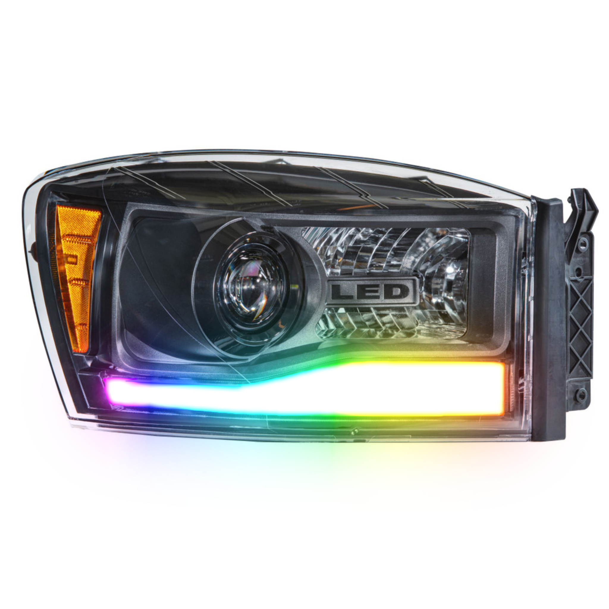 Dodge Ram Multicolor Flow Series Headlights (2006-2008) | XB Hybrid Morimoto – Custom Multicolor LED Lighting by RGB Halo Kits
