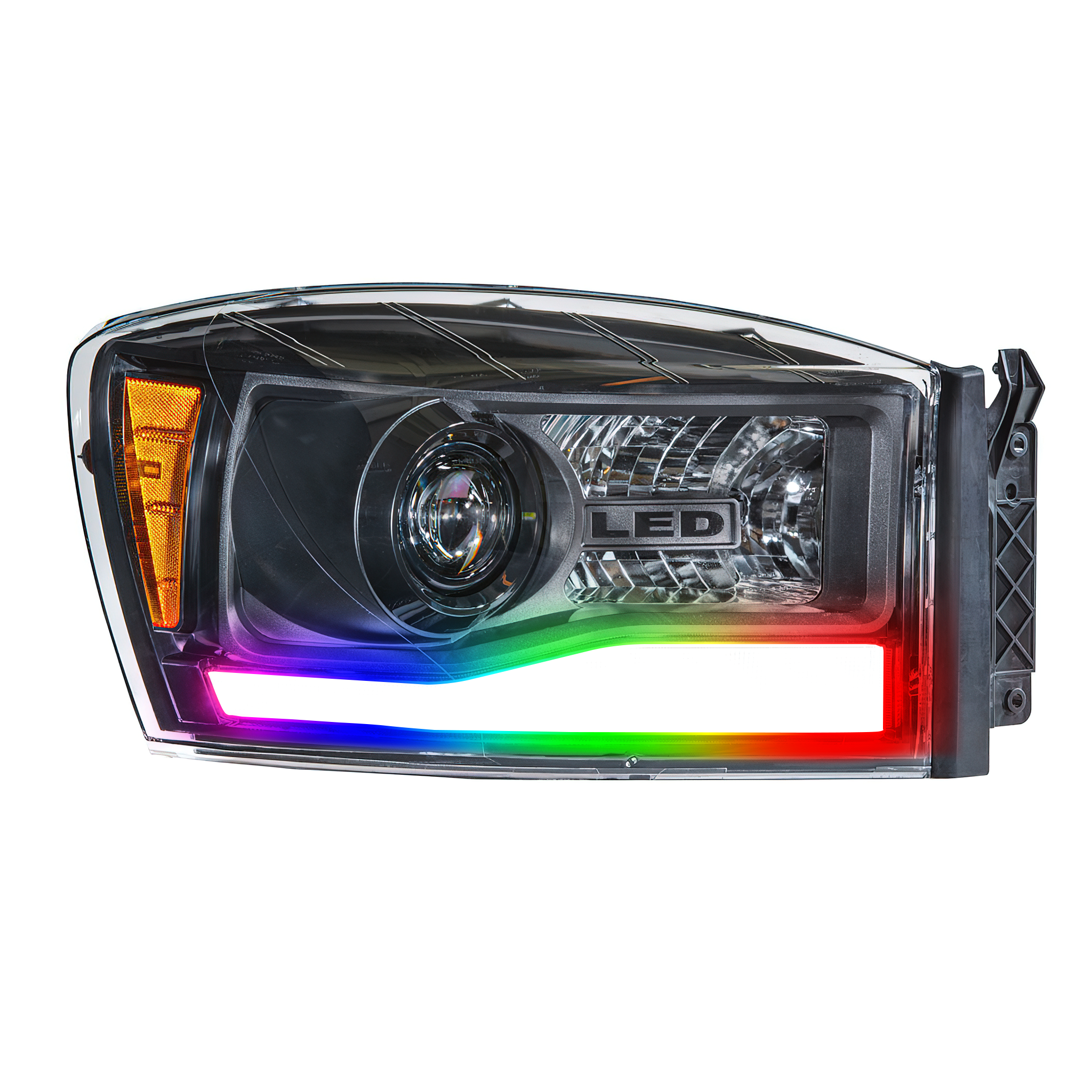 Dodge Ram Multicolor Flow Series Headlights (2006-2008) | XB Hybrid Morimoto – Custom Multicolor LED Lighting by RGB Halo Kits